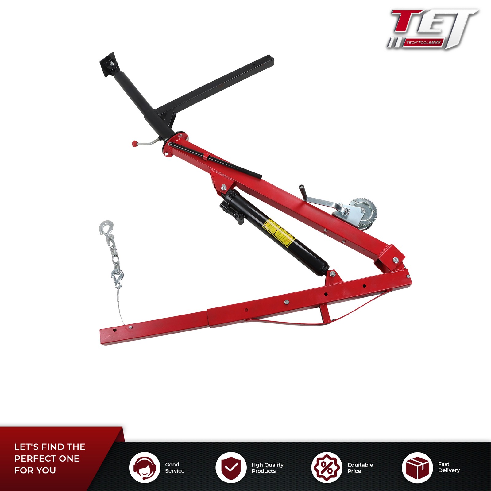 500 LBS Truck Hydraulic Dock Engine Hoist Crane Hitch 2\' Trailer Hitch Red
