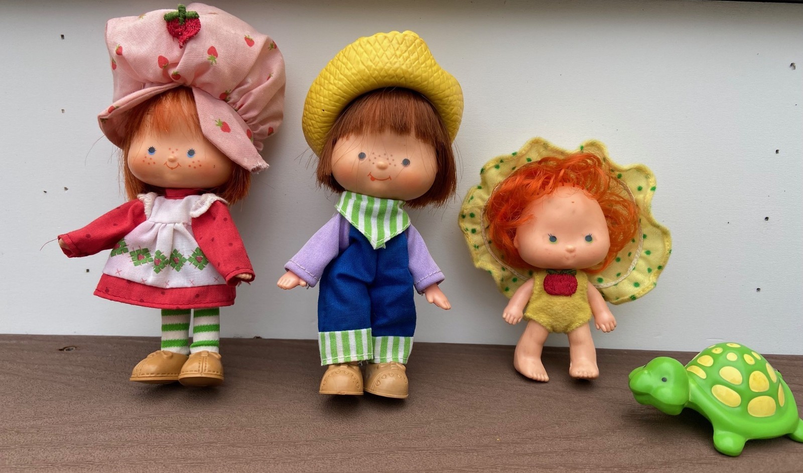 VTG 1979 FIRST EDITION FLATHANDS Strawberry Shortcake Dolls Lot of 3 + TURTLE 