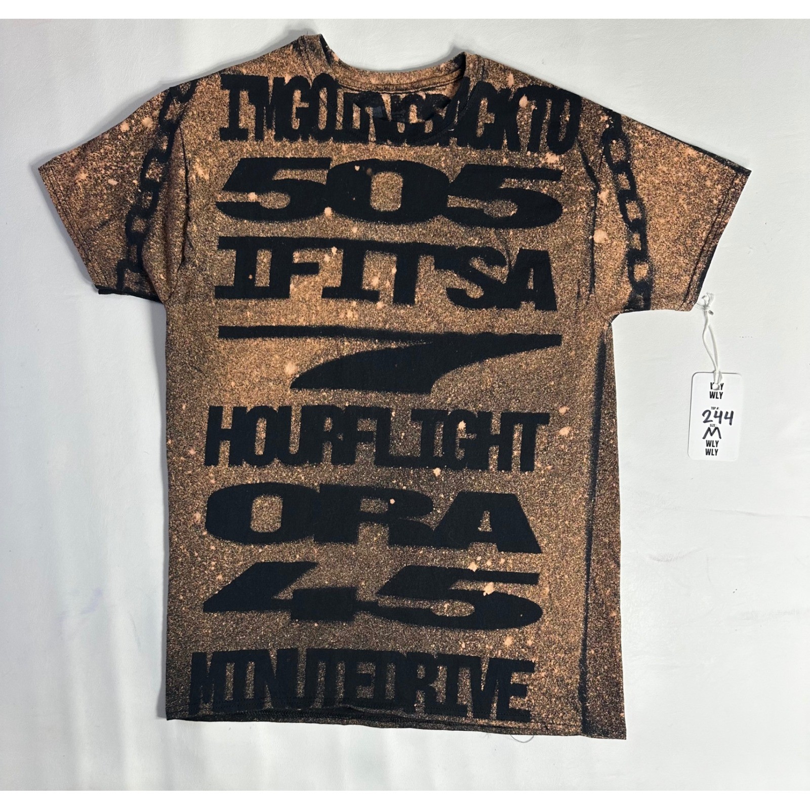 WLYWLY Streetwear Arctic Monkeys 505 Song Bleached Graphic Tee Sz M Y2K AOP