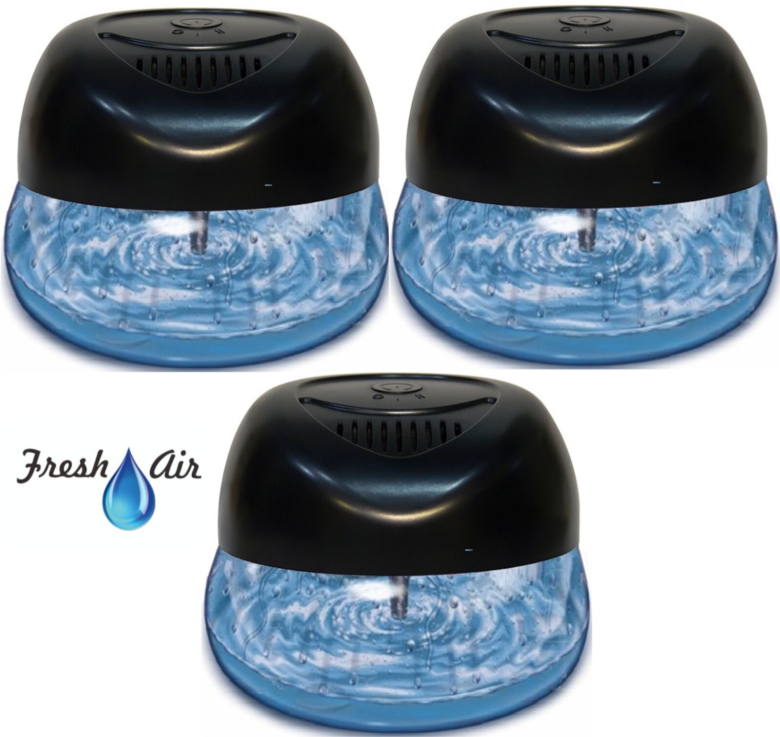 Bluonics Fresh Aire 3-Pack Water Air Revitalizer & Freshener w/ 4Scents & 7LED'S