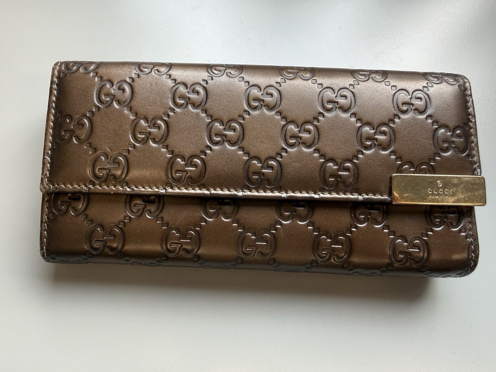 Authentic Gucci Guccissima Wallet On Chain Chocolate Leather Clutch Purse w/Box Authentic Gucci Guccissima Wallet On Chain Chocolate Leather Clutch Purse w/Box