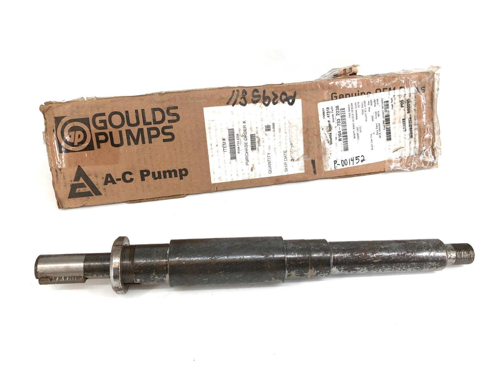 New Goulds R104-733-2238 Stainless Pump Shaft for 3196MT Pump - No Box New Goulds R104-733-2238 Stainless Pump Shaft for 3196MT Pump - No Box