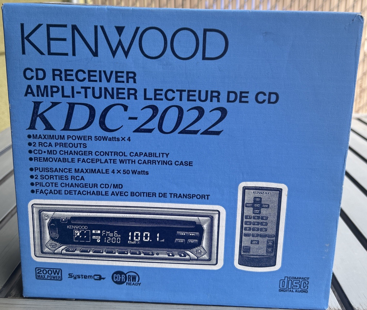 Vintage Kenwood KDC-2022 KDC Series Car CD Receiver 50W, Remote, Removable Face