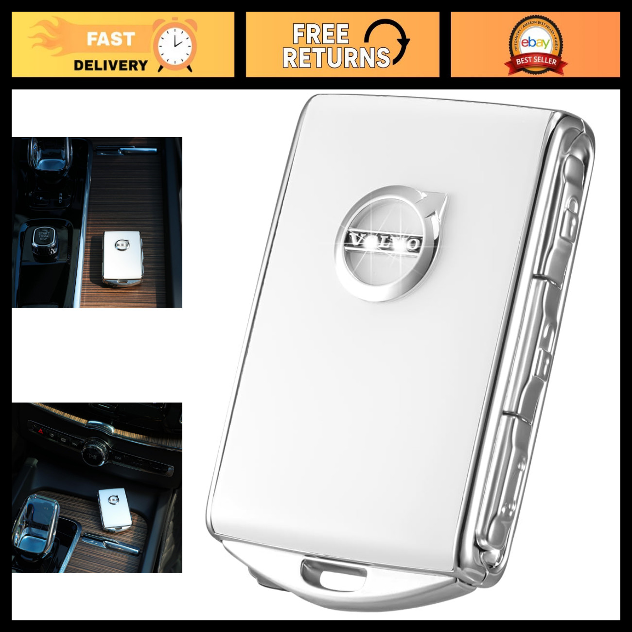 Matte Zinc Alloy Car Key Fob Cover for Volvo XC90 XC60 XC40 S60 S90 V90 - Full P