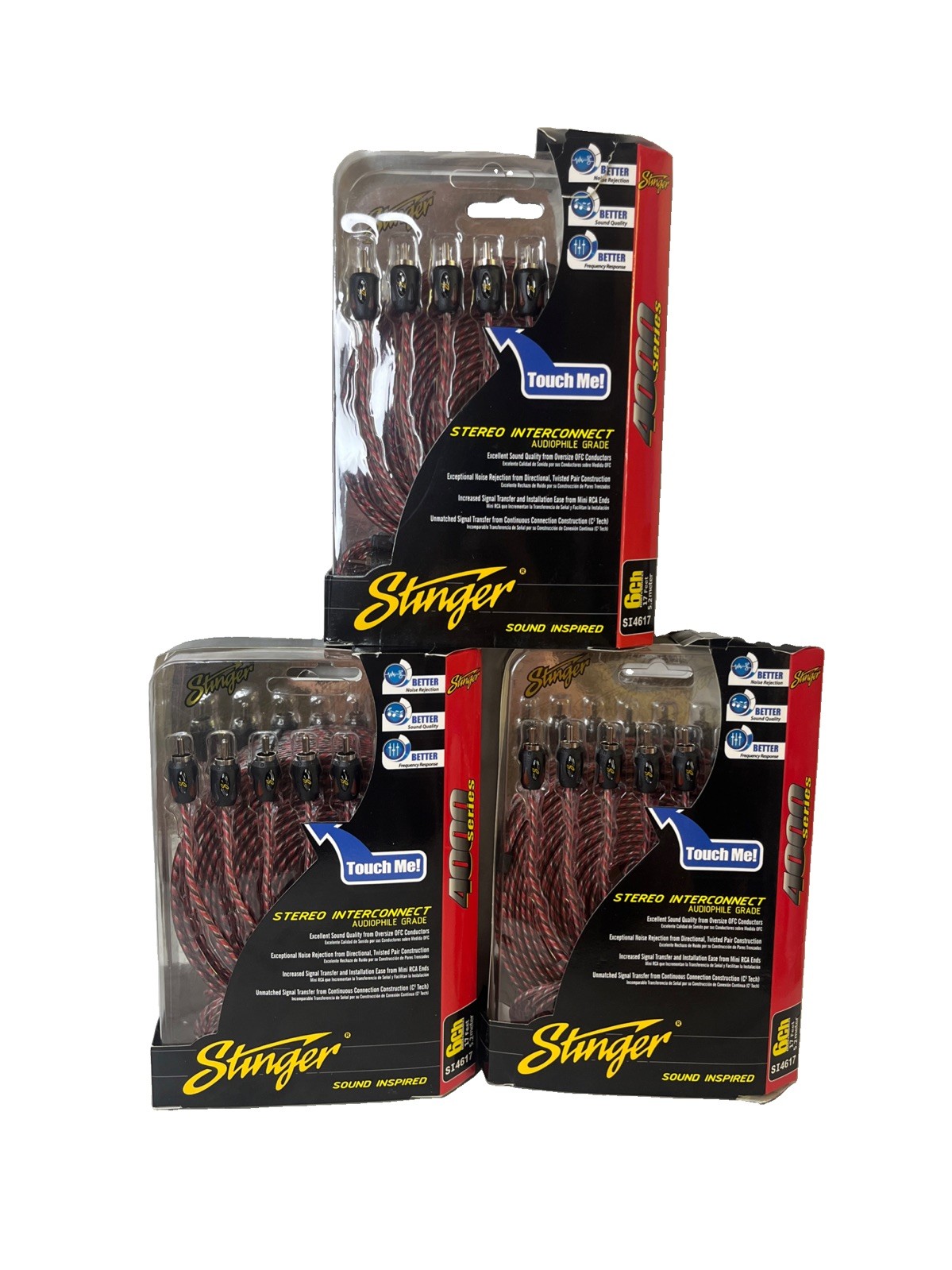 3 Pcs Stinger SI4617 17Ft 4000 Series 6 Channel Directional Twisted RCA Cable