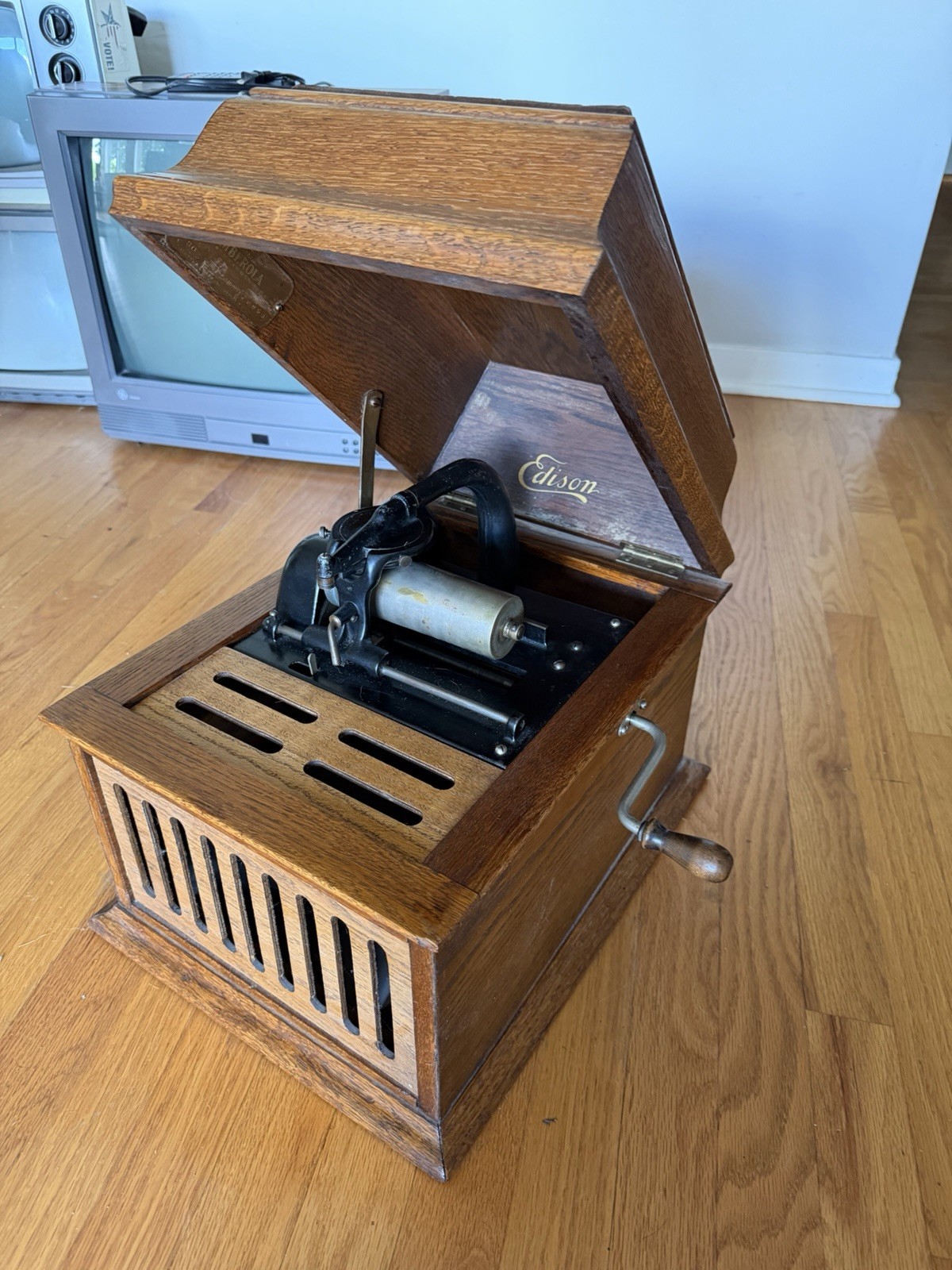 Vintage Antique Edison Amberola Cylinder Phonograph Oak Original Crank Radio Vintage Antique Edison Amberola Cylinder Phonograph Oak Original Crank Radio