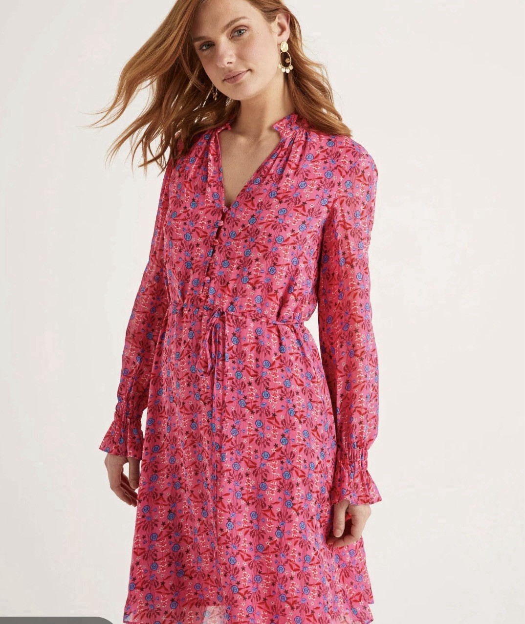 Boden Dress Evangeline Mini Dress In Camellia Size 16 / 18 NWT Pink Long Sleeve Boden Dress Evangeline Mini Dress In Camellia Size 16 / 18 NWT Pink Long Sleeve
