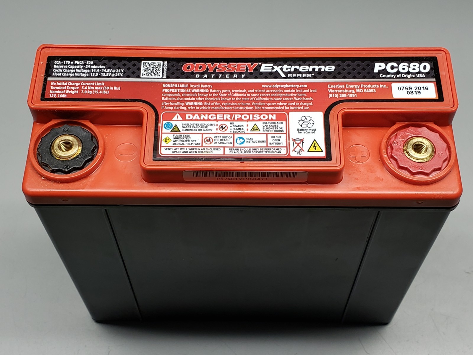 Odyssey ODS-AGM16L / PC680 Powersport Extreme Battery