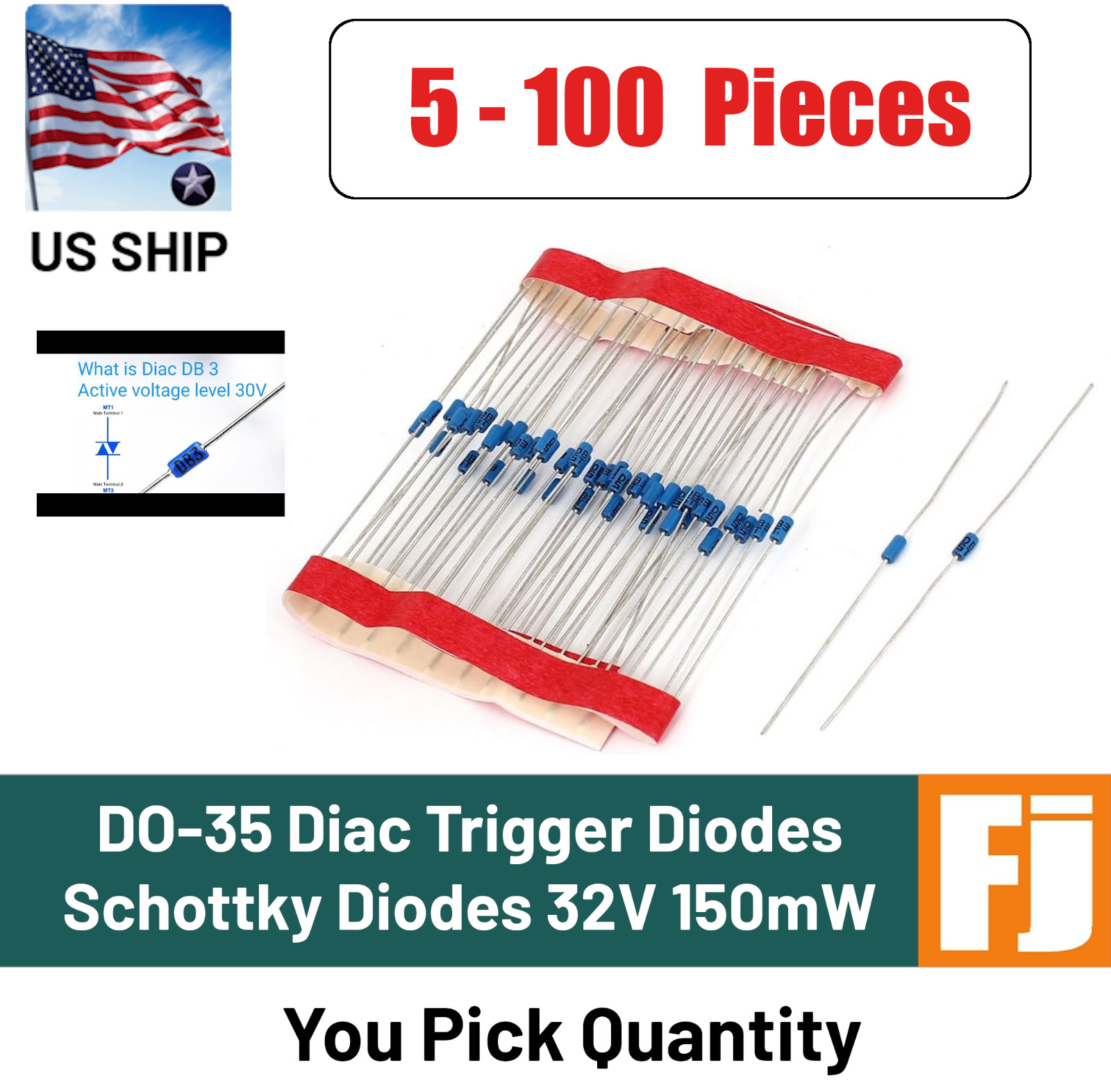 DB3 DIODE DIAC Bilateral Bidirectional Thyristor | You Pick Qty | US Ship