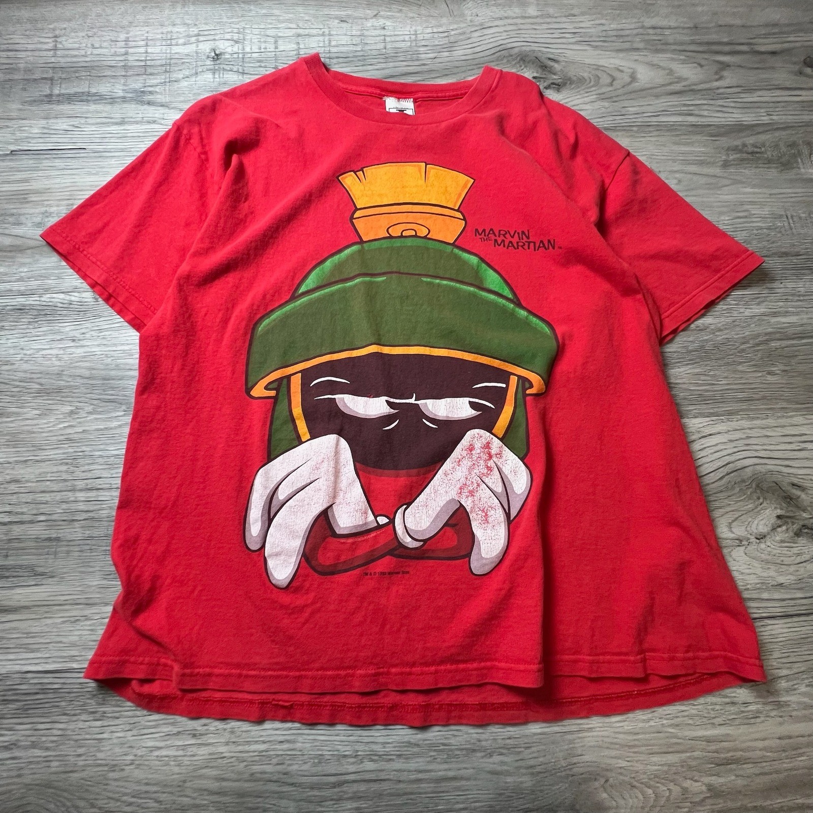 J Sportswear Marvin the Martian Graphic Tee Men XL Red 1993 Vintage Looney Tunes