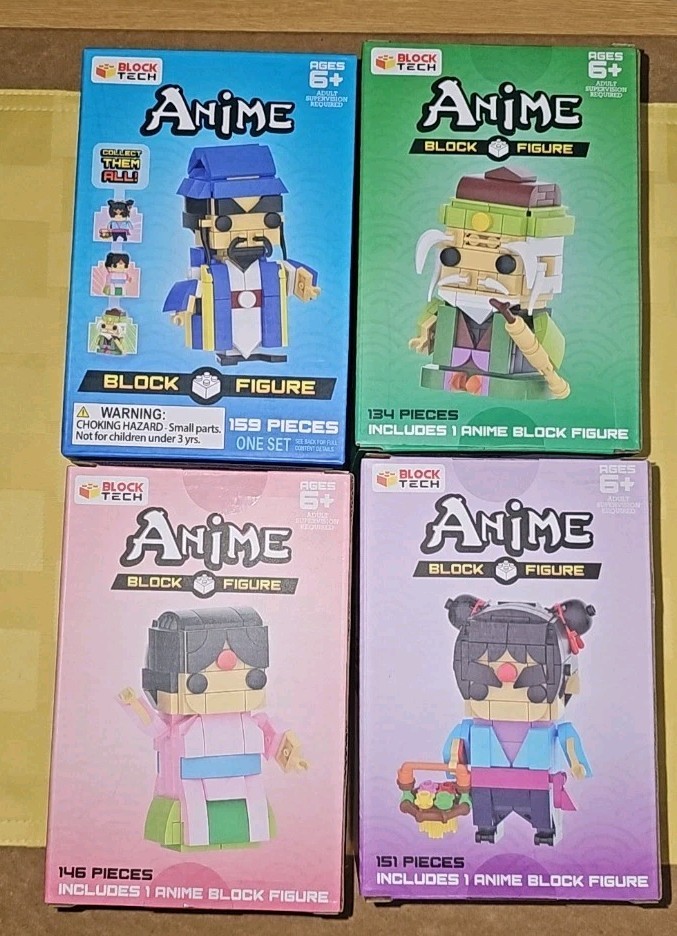 EvezBeadz New MIB 2022 Block Tech Anime Set Of 4 Building Toys Ages 6+ Retired