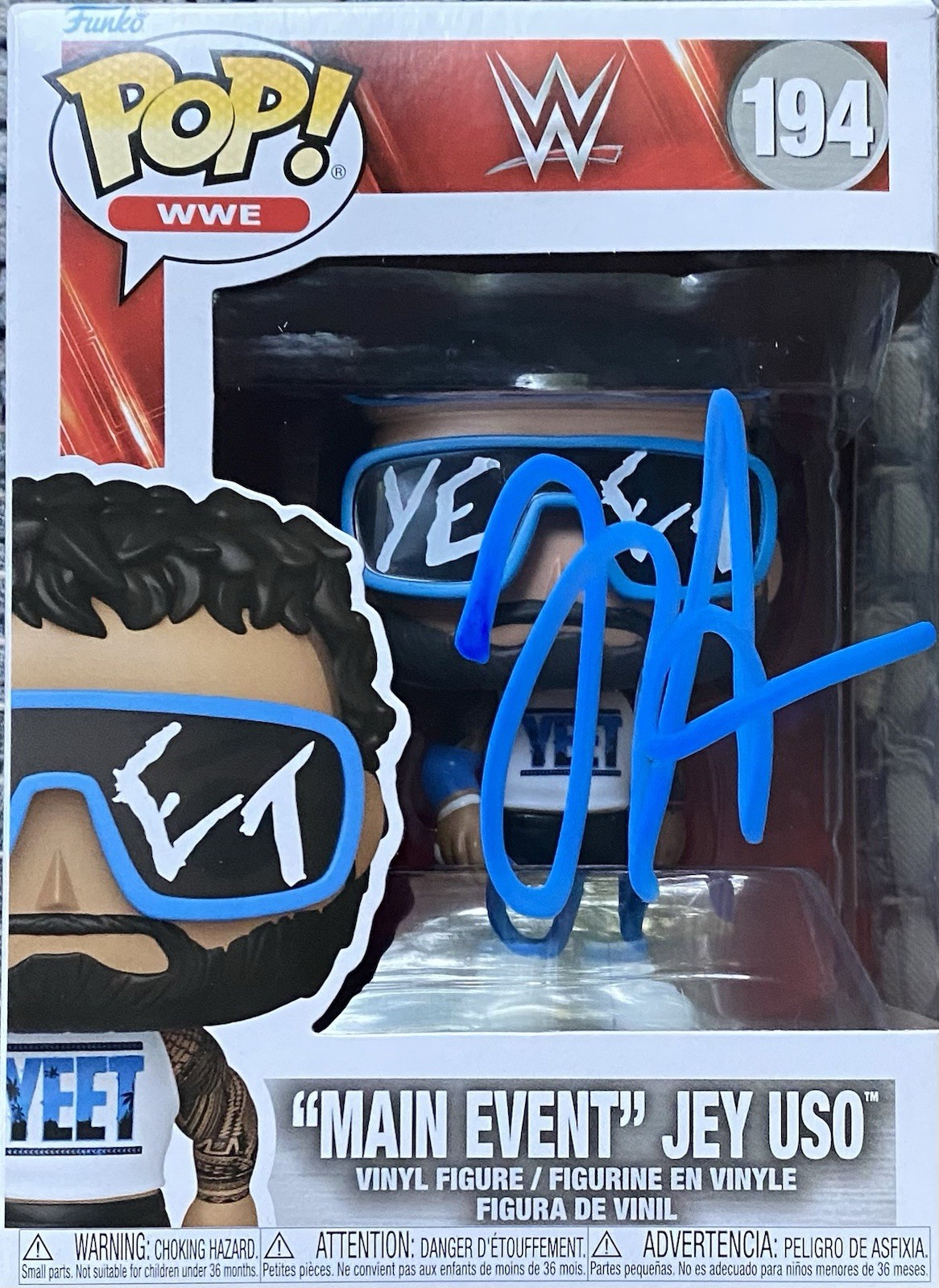 WWE JEY USO AUTOGRAPHED SIGNED FUNKO POP #194