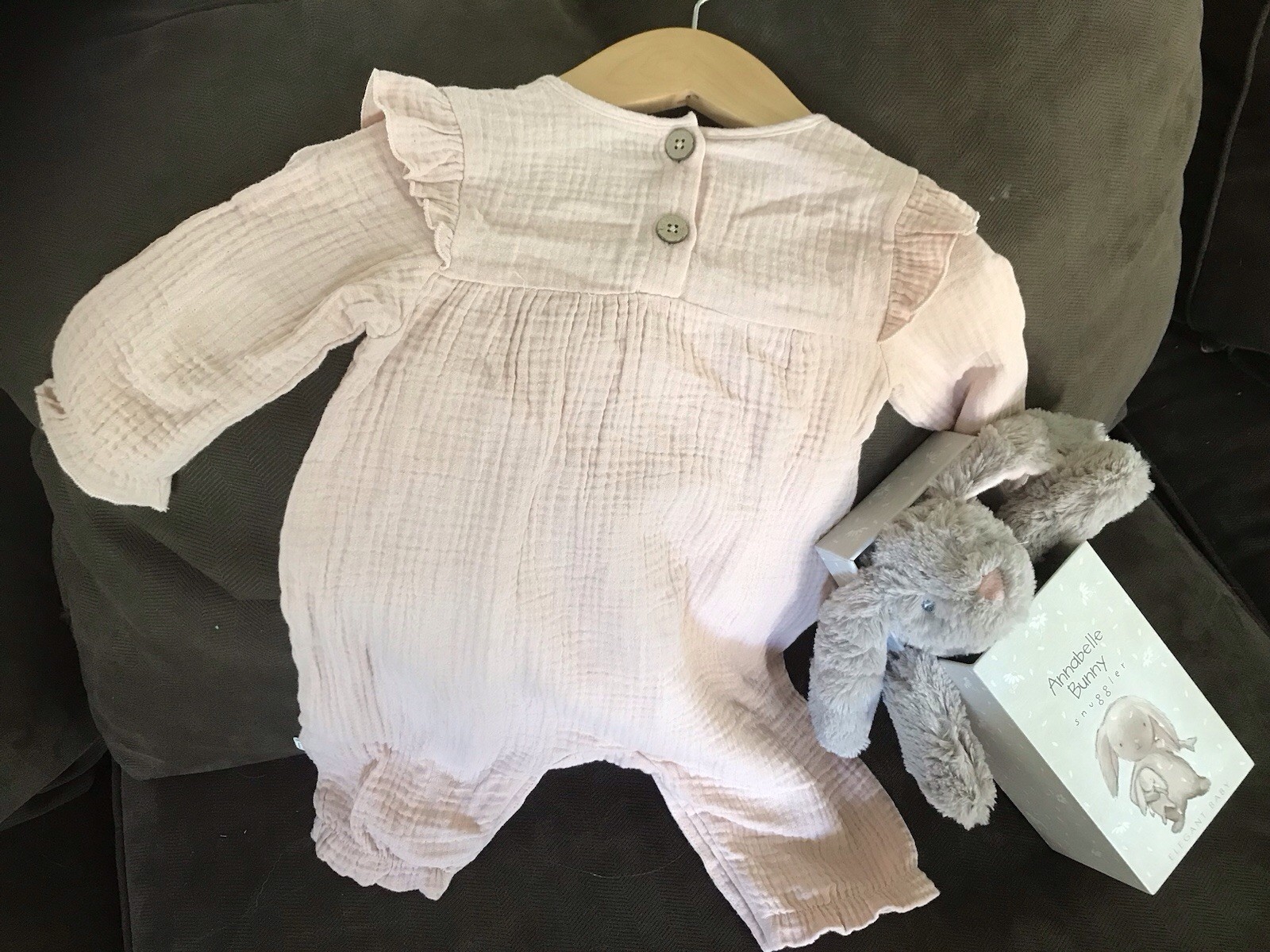 Elegant Baby (NWT) Pink Organic Muslin Jumpsuit (6-9M) & Plush Bunny Gift Set Elegant Baby (NWT) Pink Organic Muslin Jumpsuit (6-9M) & Plush Bunny Gift Set