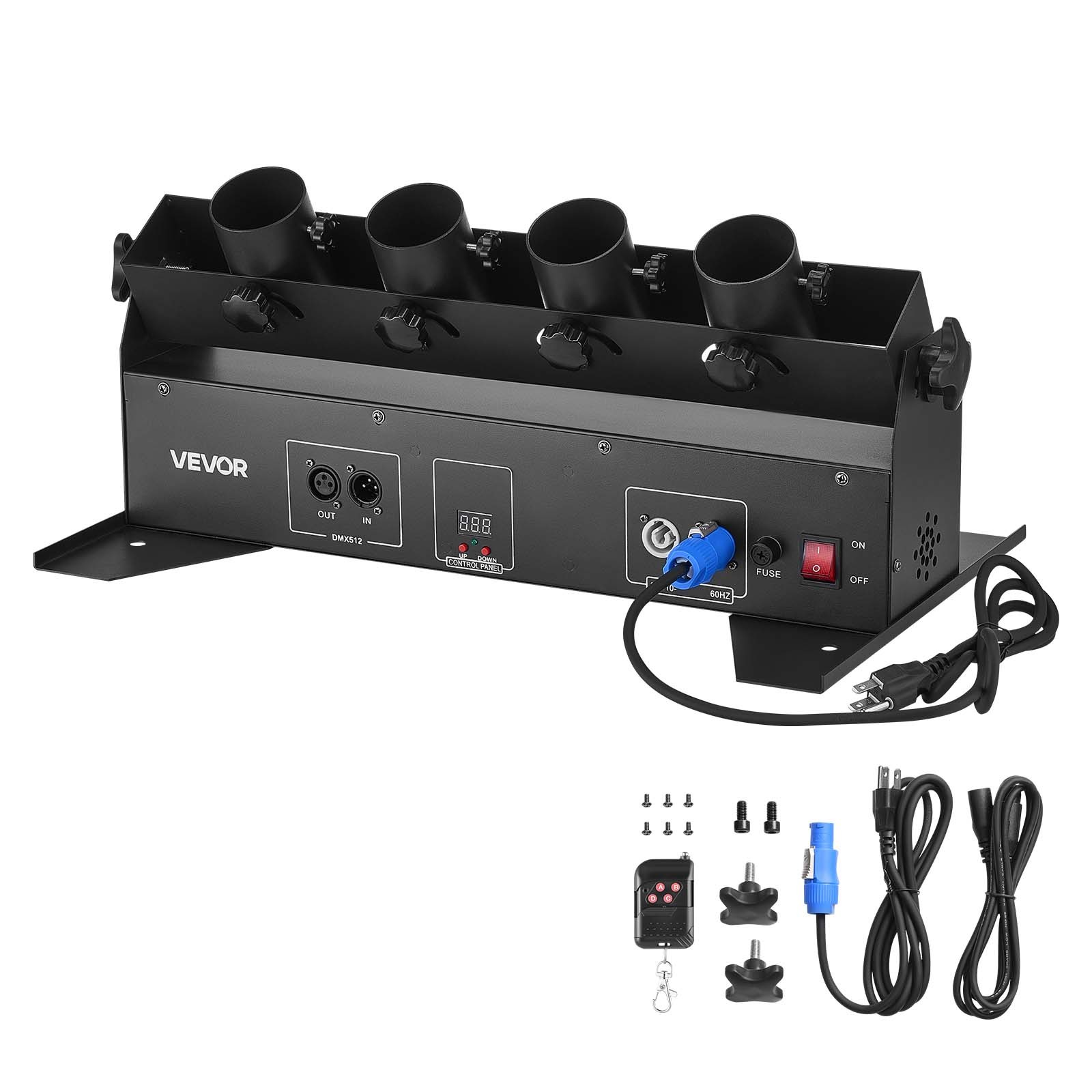 VEVOR 4-Shot Electric Confetti Cannon Machine with LED Lights DMX/Remote Control
