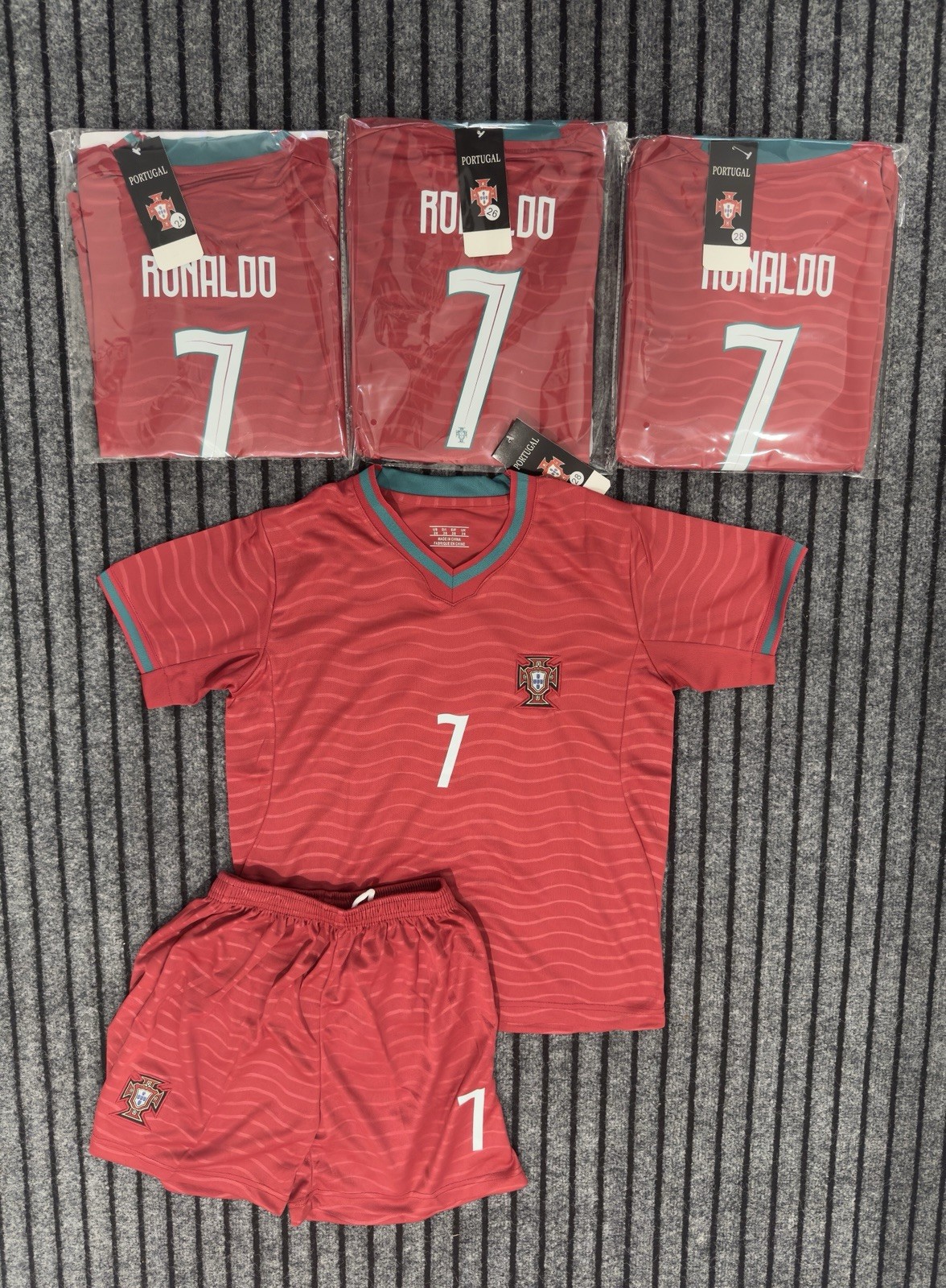 Soccer sets, $32.5 each set (jerseys with shorts), size chart in the pictures Soccer sets, $32.5 each set (jerseys with shorts), size chart in the pictures