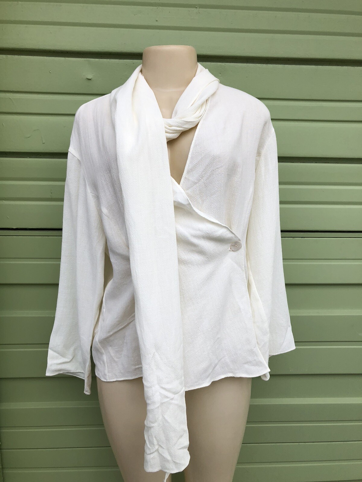 ZARA OFF WHITE DRAPED NECK BLOUSE long sleeve V-NECK SIZE M 2573NT VISCOSE ZARA OFF WHITE DRAPED NECK BLOUSE long sleeve V-NECK SIZE M 2573NT VISCOSE