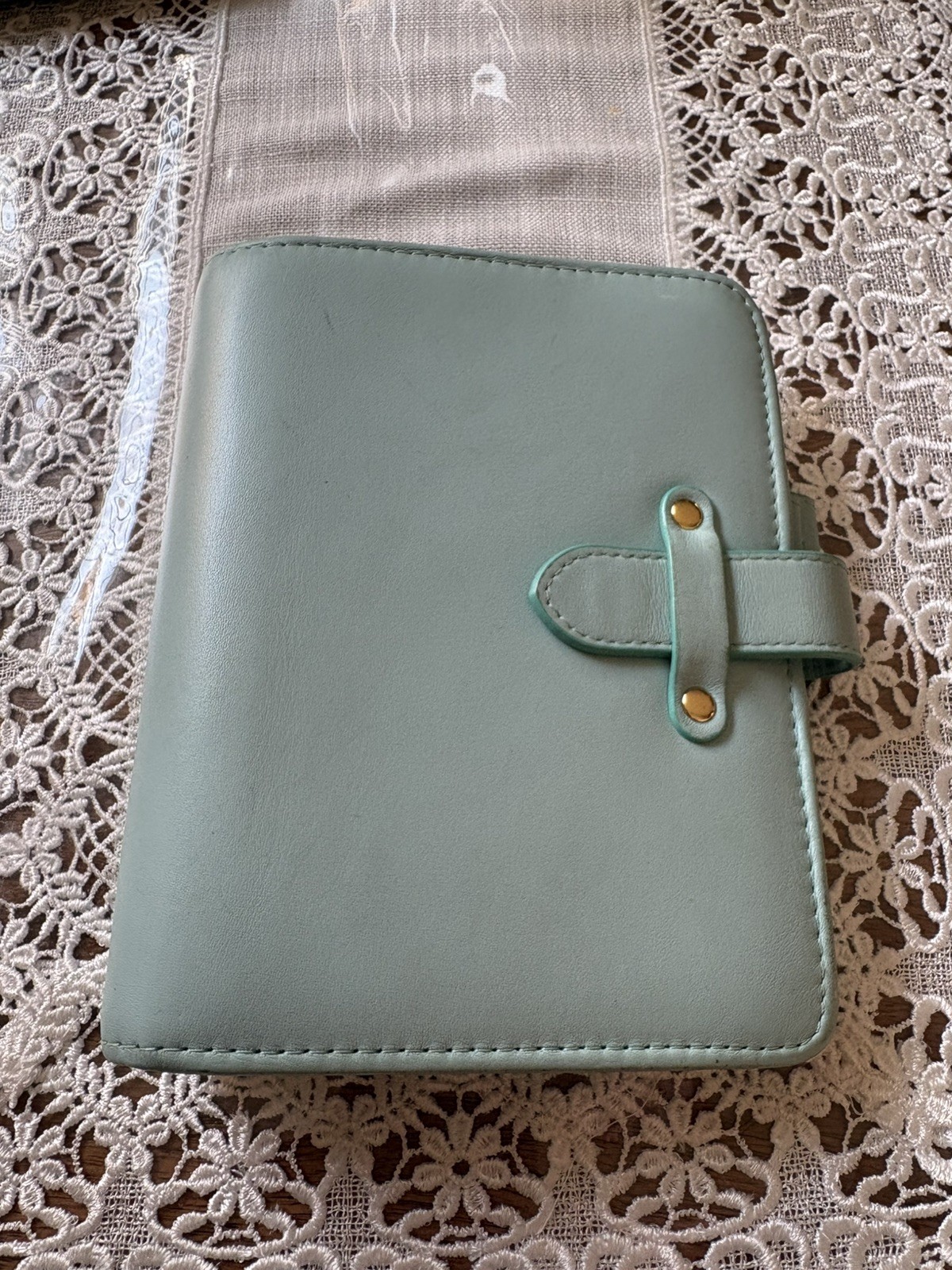 Franklin covey Compact Bella Full Grain Napa Leather 1 inch gold hardware Mint