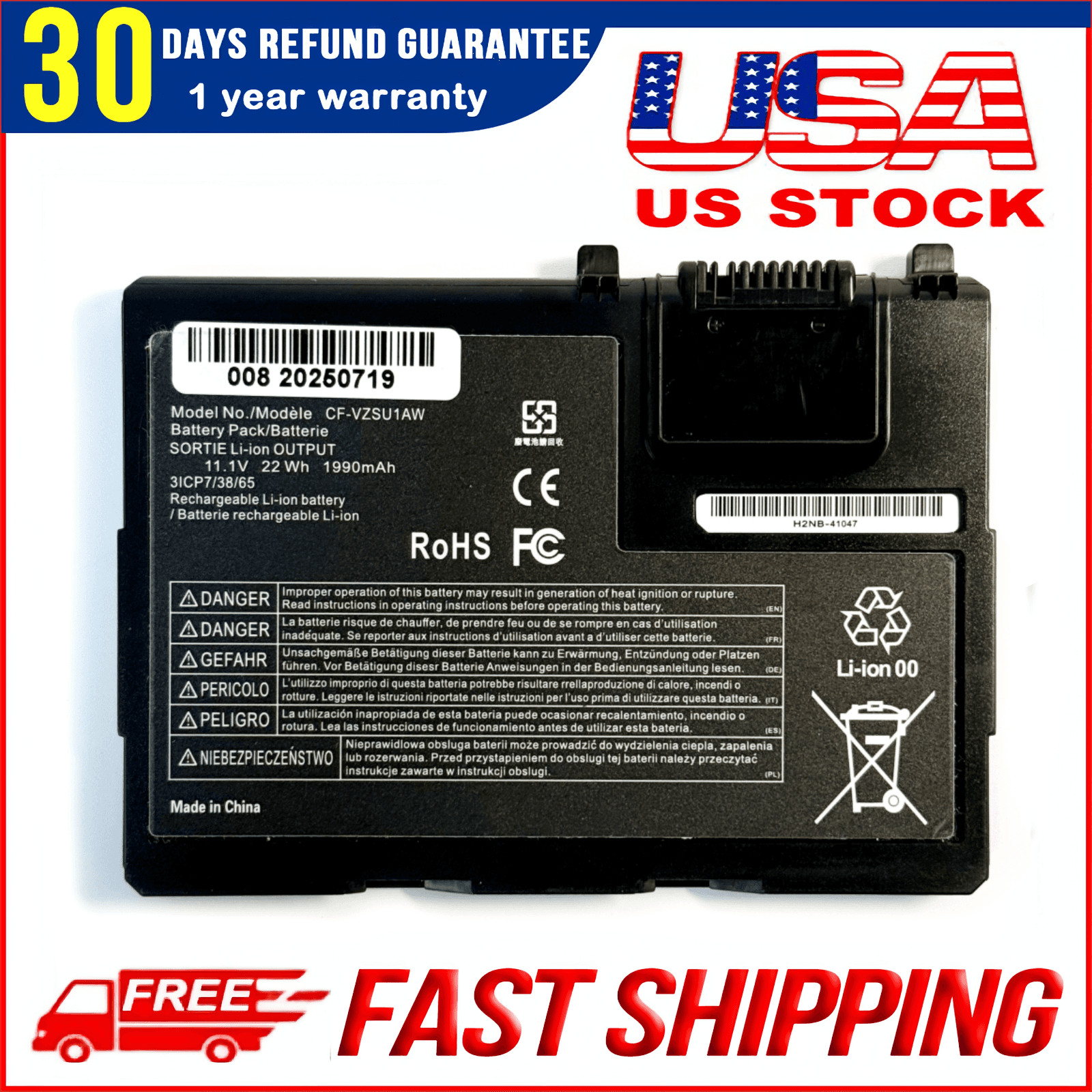 New OEM Battery for Panasonic Toughbook CF-33/CF-VZSU1AW/CF-VZSU1AR/B0727W87Q7