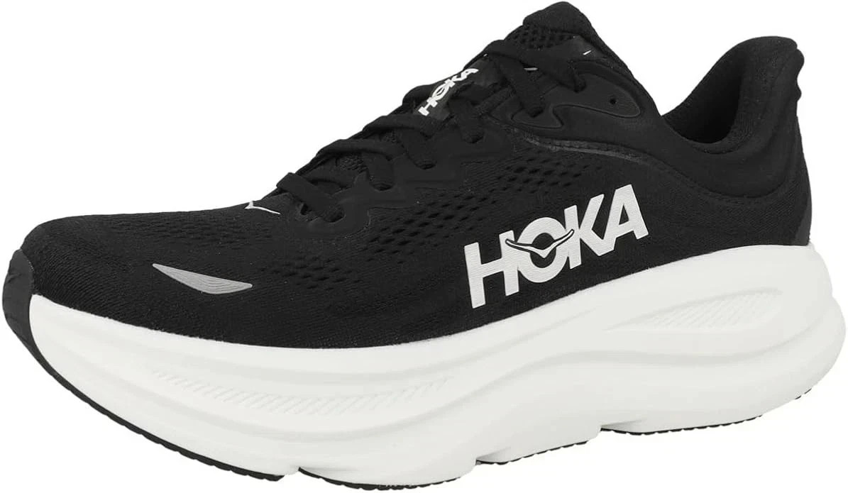 Hoka WOMEN\'S Bondi 9  Shoe Running Sneaker Black White / Vanilla Brich
