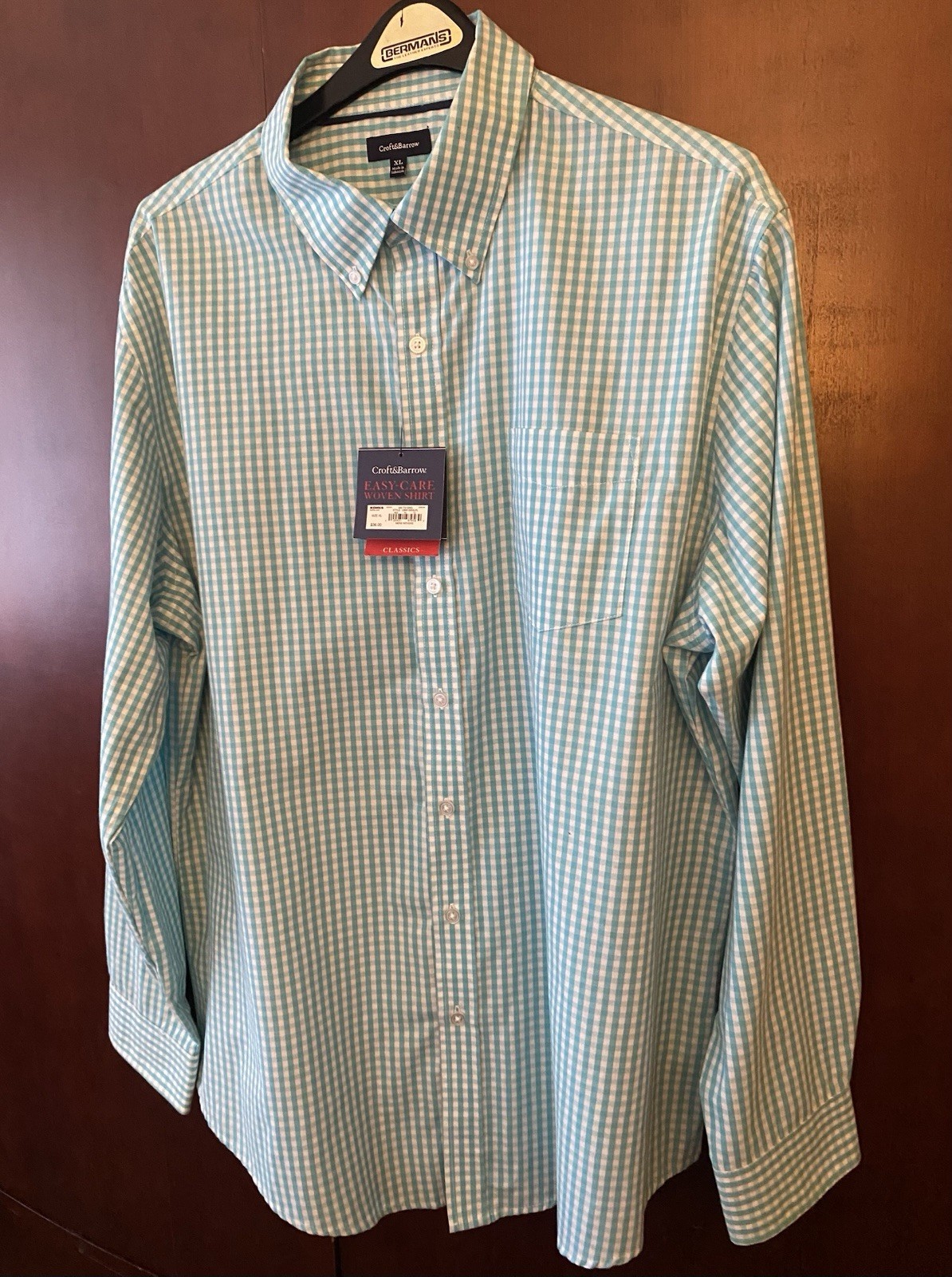 NEW Croft & Barrow Men\'s Dress Shirt Blue Oxford Stripe XL 17.5-18 Long Sleeve