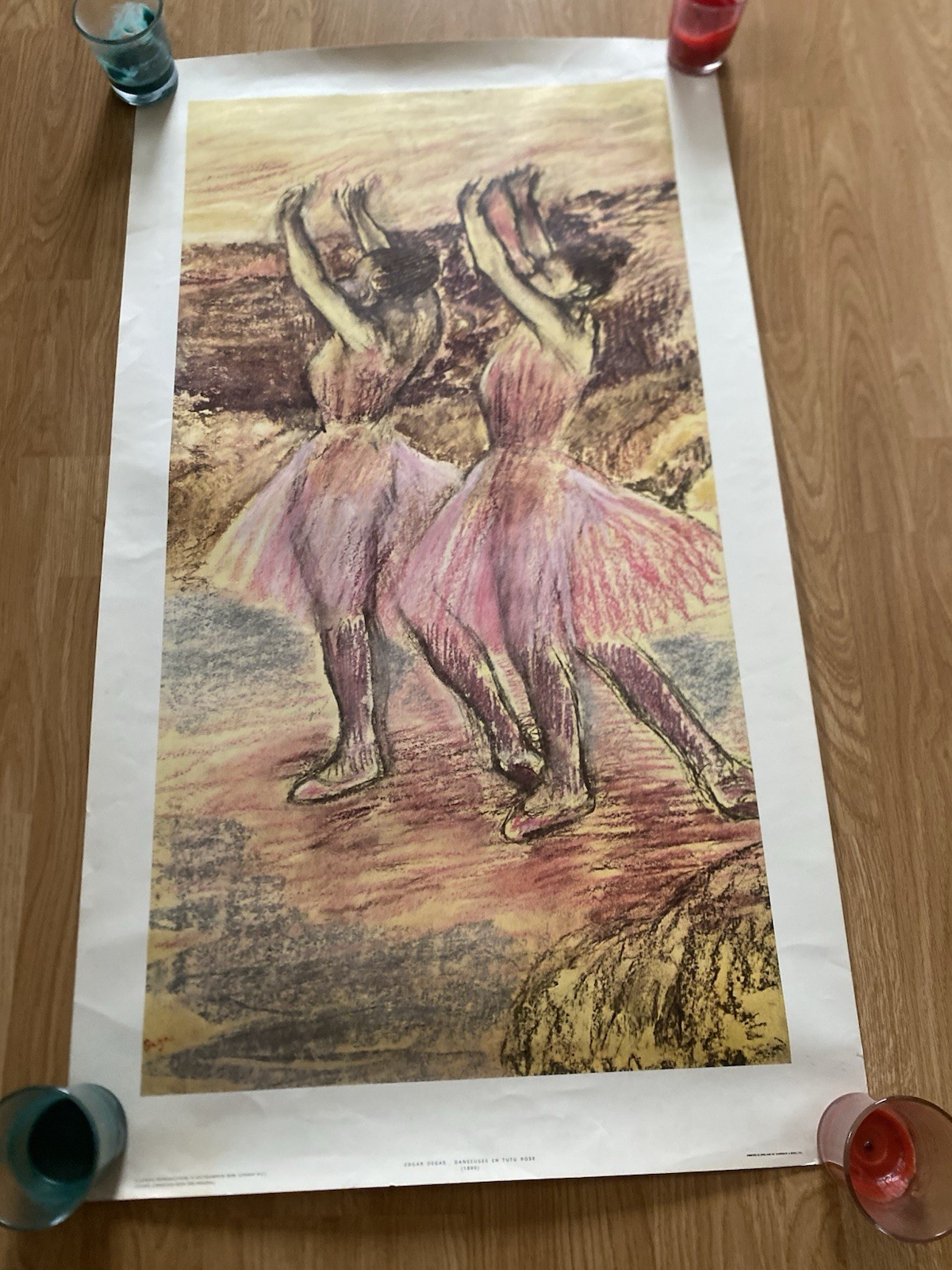 Vtg Edgar Degas Danseuses En Tutu Rose Fine Art Print 80s London Print 39”