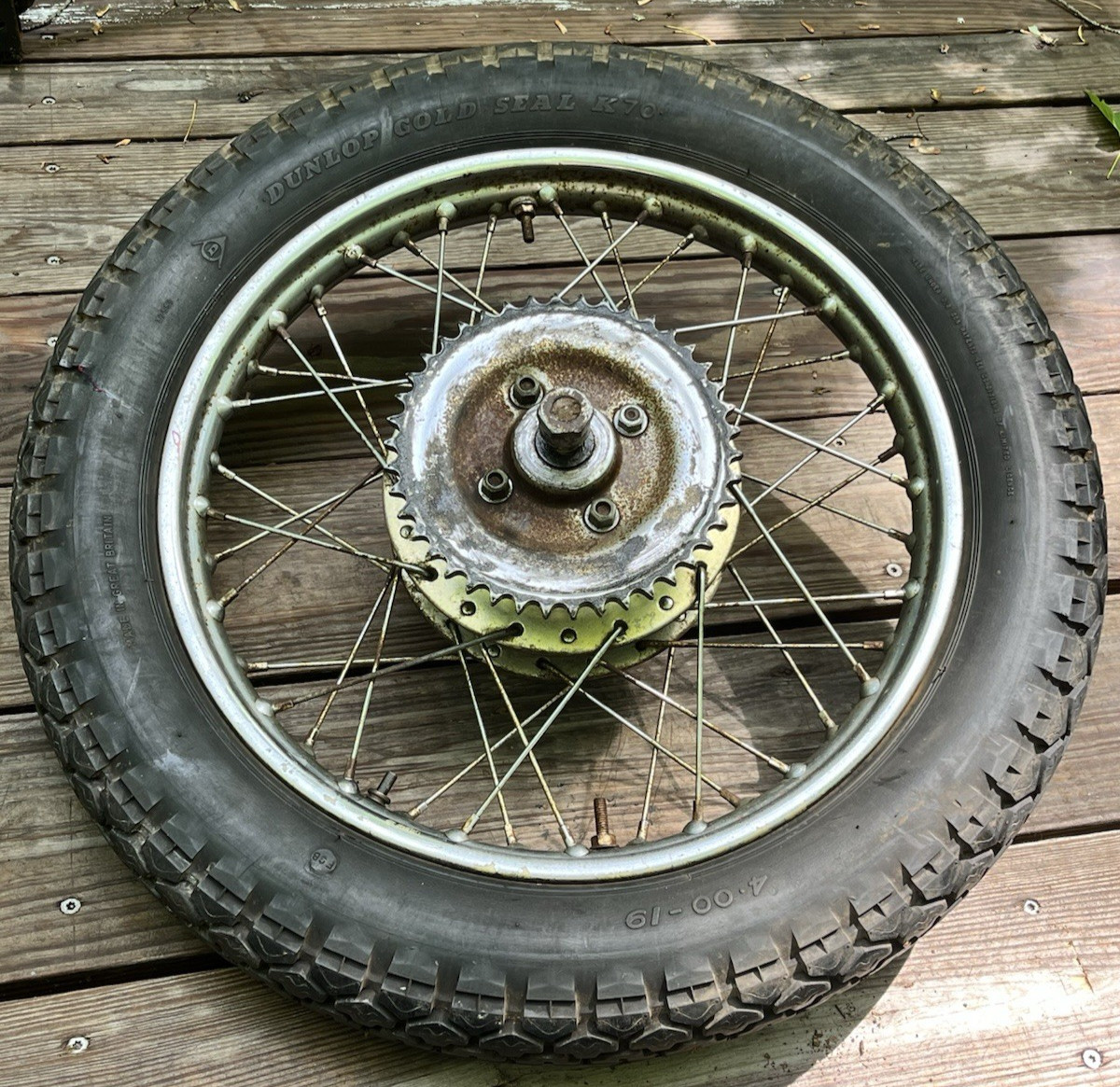 1957 bsa a 10 rear wheel rim sprocket axle wm 2 19 jones tire no good