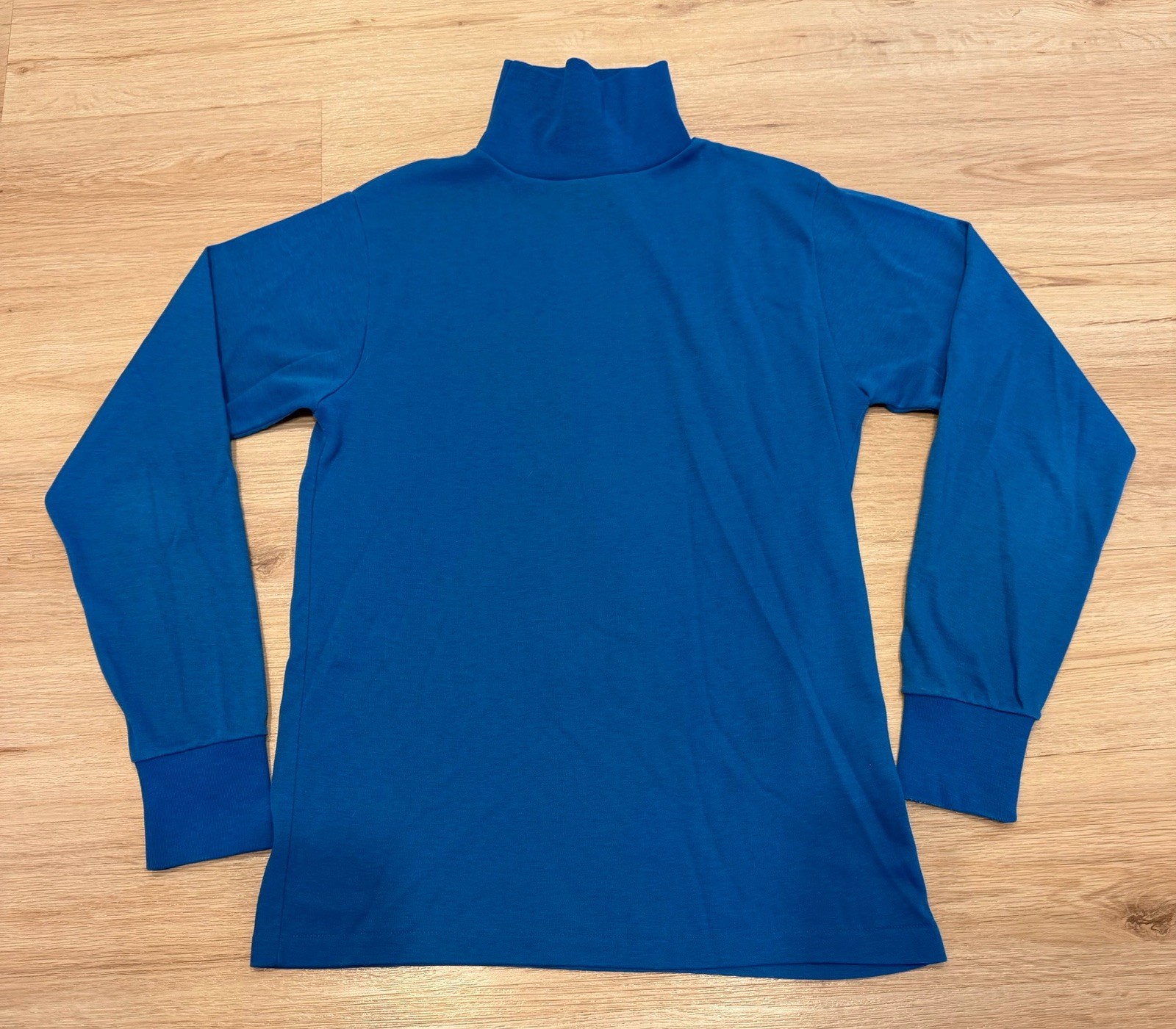 Sears Perma-Prest Blue Duralon Poly Cotton Turtleneck Shirt Sweater M 1970s Sears Perma-Prest Blue Duralon Poly Cotton Turtleneck Shirt Sweater M 1970s