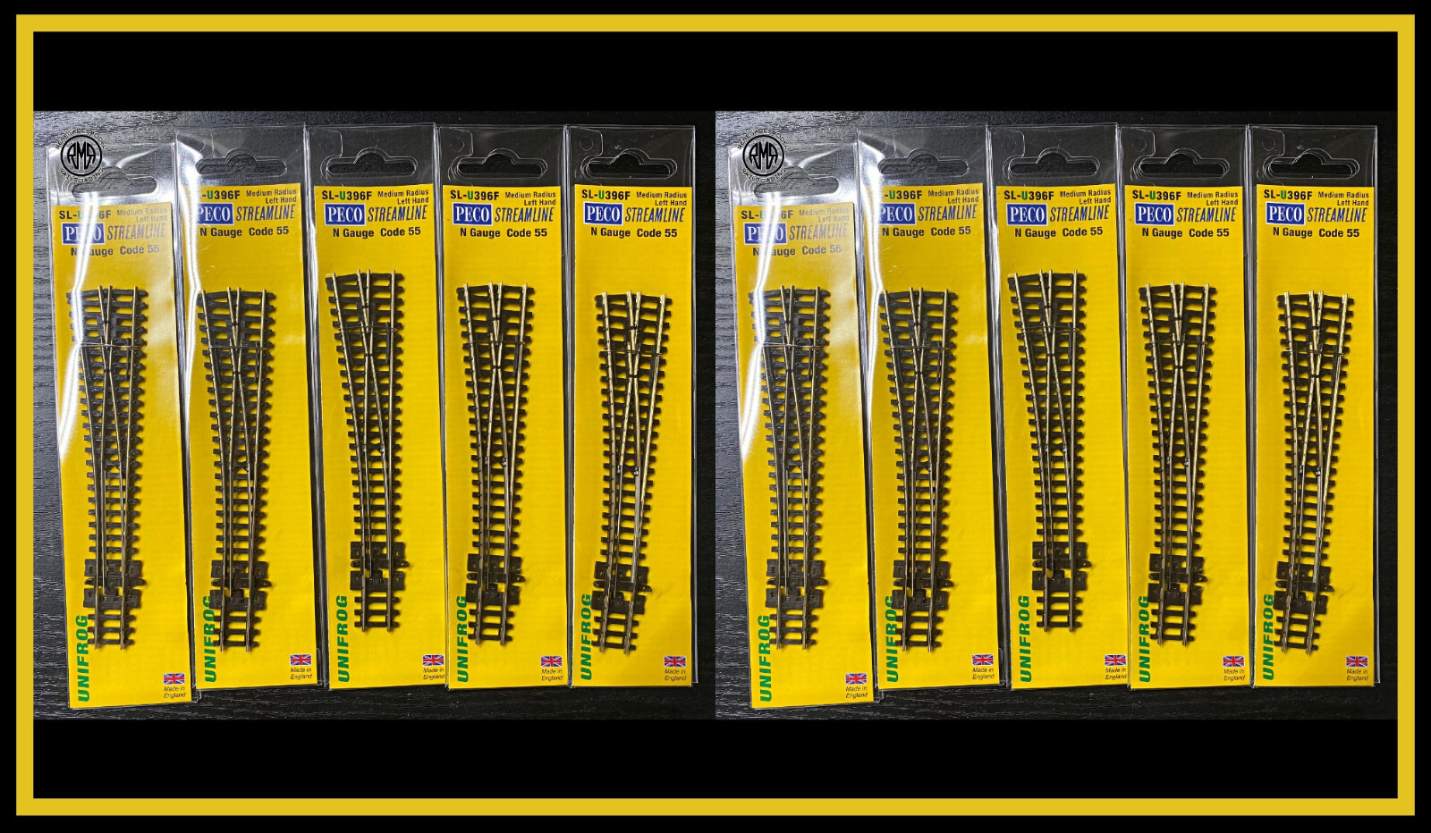 Peco SL-U396F Unifrog Medium Radius Left Hand Turnout Code 55 Set Of 10