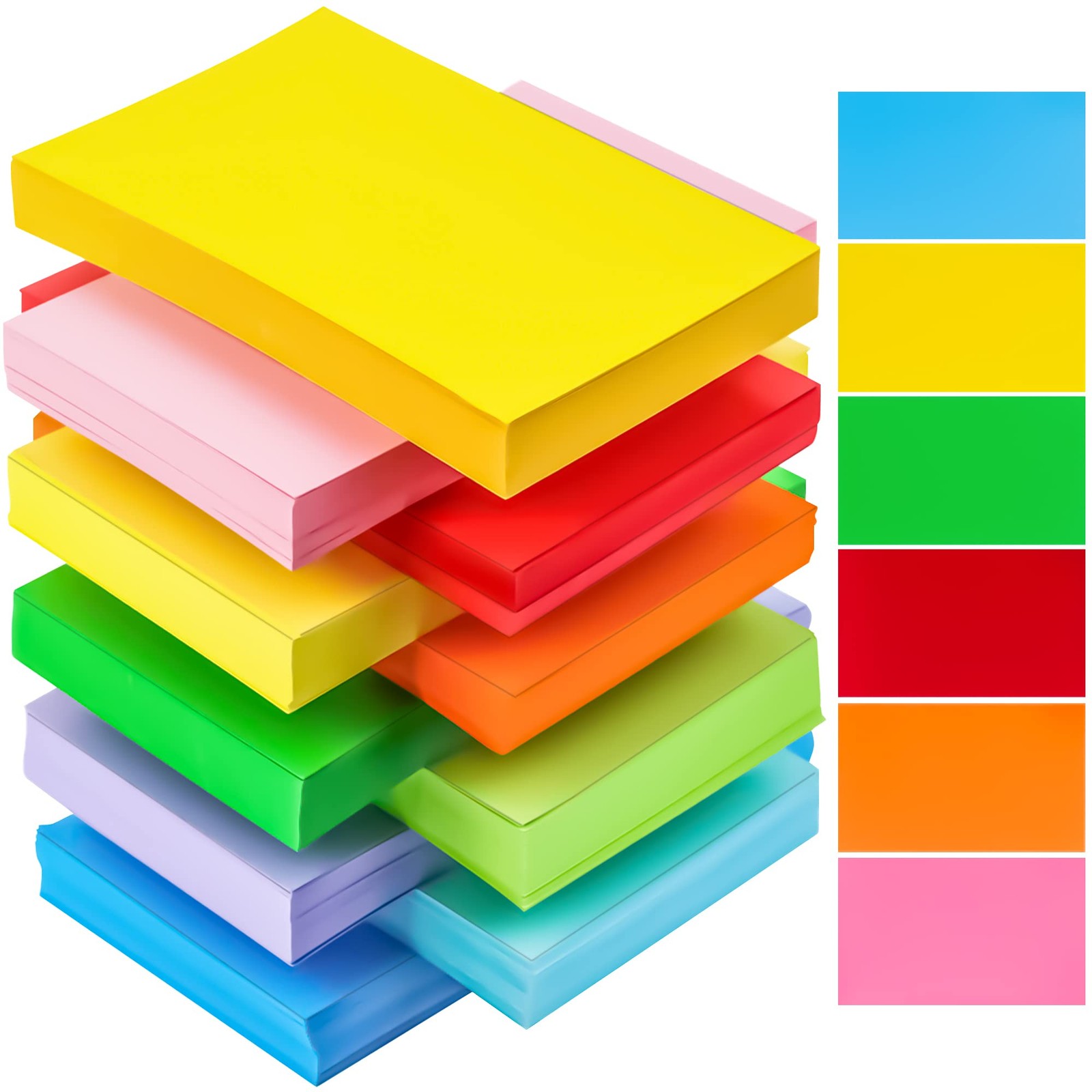 MotBach 600Pcs Blank Colored Index Cards 3x5 Inch Flash 5 x 3, Multicolor