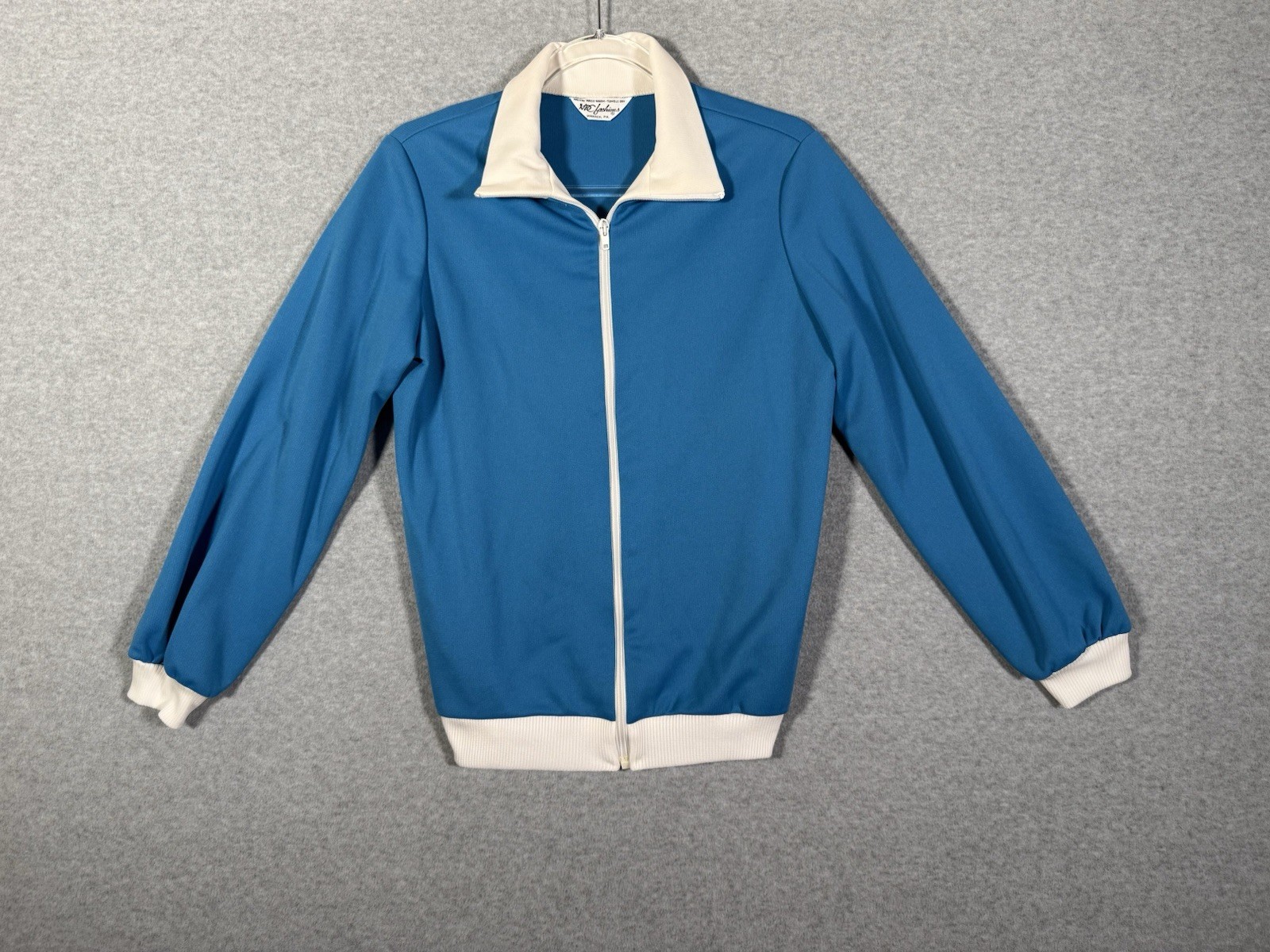 WRC Fashions Track Jacket Mens M Blue White Polyester Knit Vintage 70s 80s