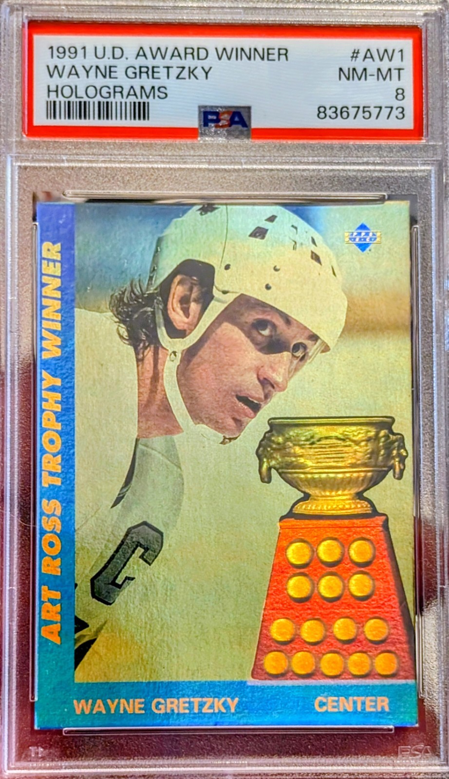 1991-92 UD-Award Winners💥Holograms💥Wayne Gretzky #AW1💥PSA  NM-MT 8 Bright 