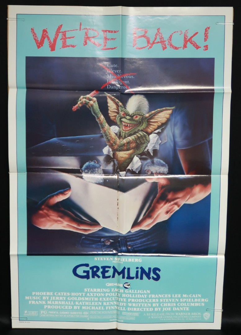 Gremlins 1985 Poster 1 One Sheet 27 x 41 Original Folded Zach Galligan P. Cates