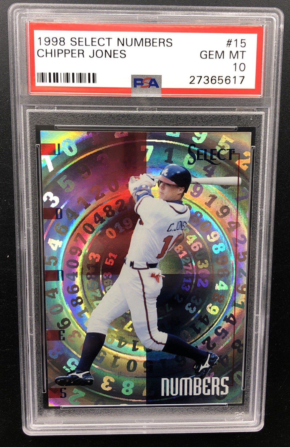 1998 PINNACLE SELECT NUMBERS BANKRUPTCY CARD #15 CHIPPER JONES PSA 10 GEM MINT