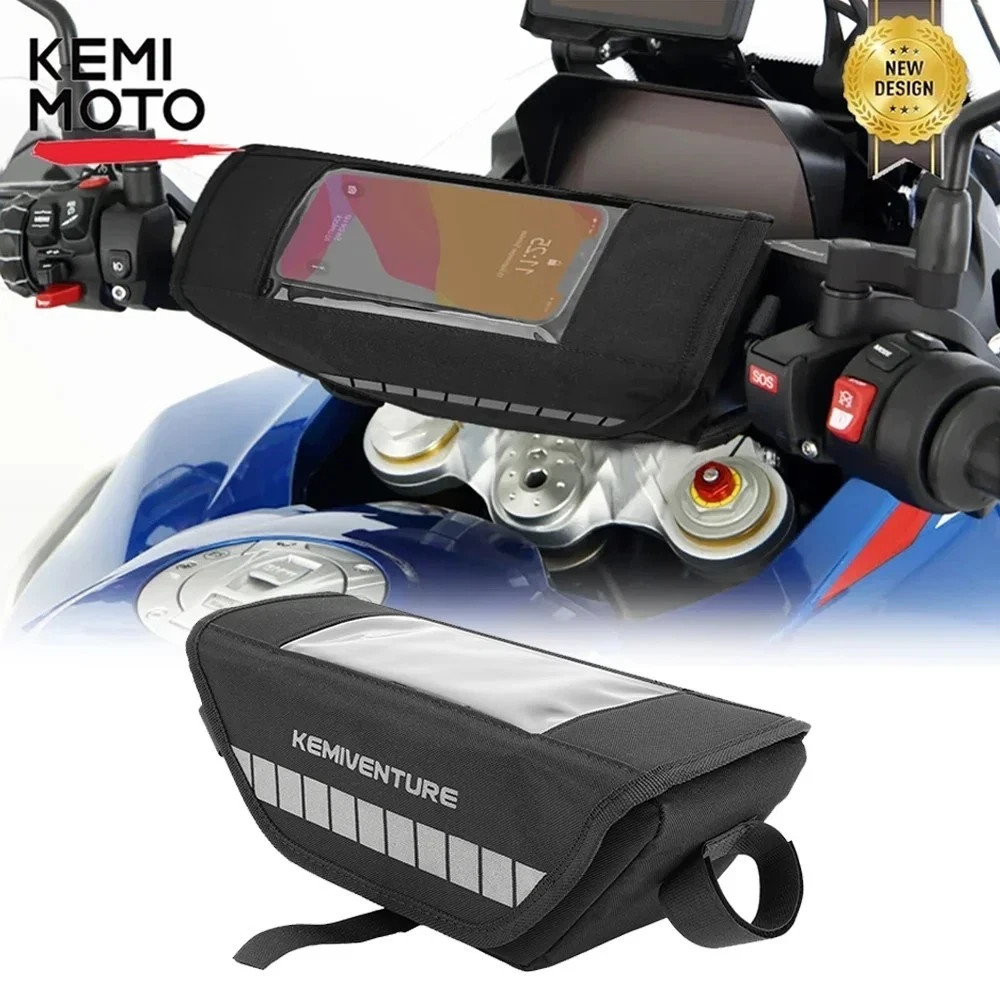 Universal Motorcycle Handlebar Bag Touchscreen Phone Storage BMW Suzuki Kawasaki