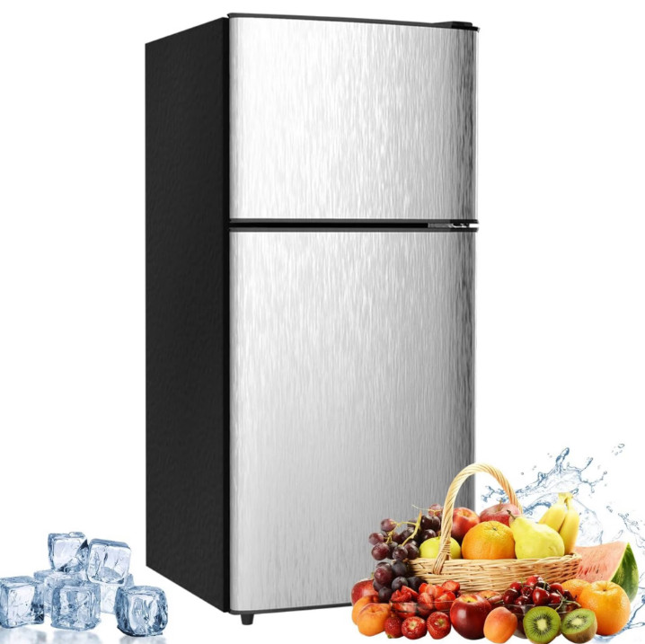 3.5 Cu.Ft Mini Fridge Freezer, 2 Door Small Refrigerator,