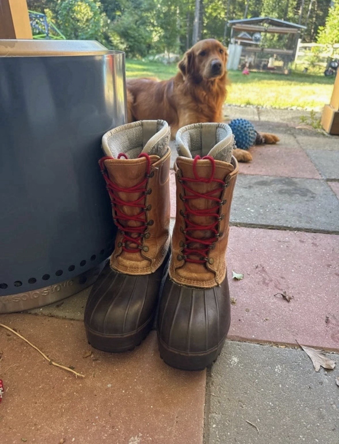 L.L.Bean Men’s Insulated Leather/Rubber Duck Boots Brown/Black/Red Size 9