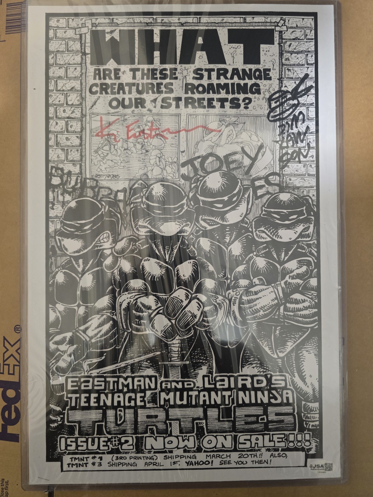 TMNT 1984 Promo Art Print SIGNED Kevin Eastman & Jim Lawson JSA Authenticated