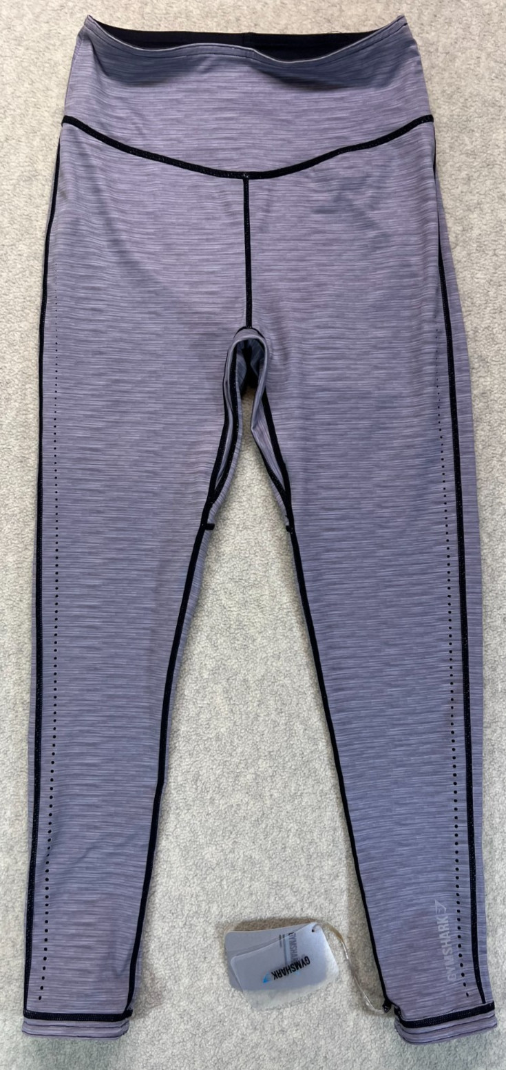 NWT Gymshark Womens Compression Leggings Black Gray Marl Reversible Contrast M
