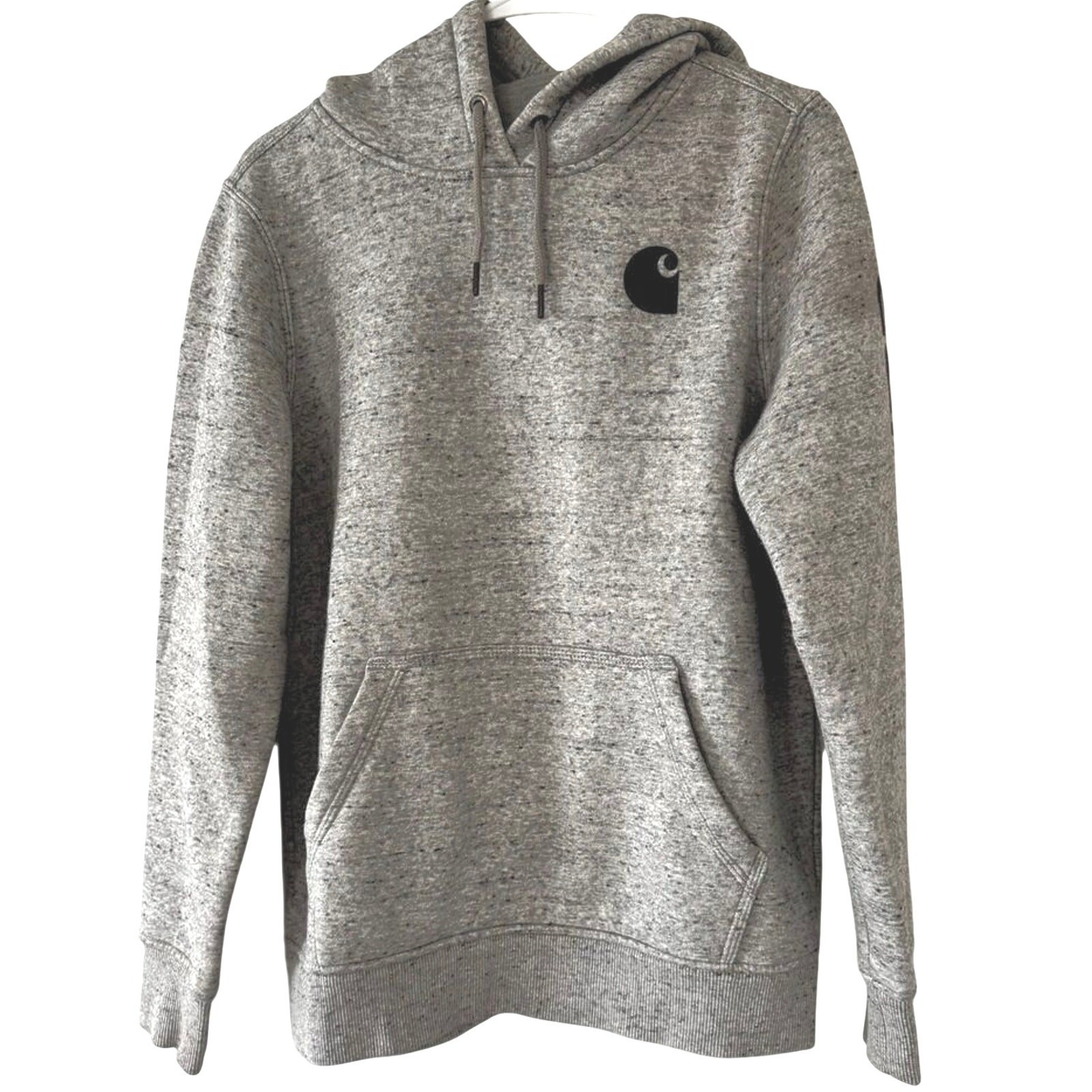 Carhartt Womens Grey Heather Relaxed Fit Sleeve Logo Hoodie Sweatshirt M 8/10