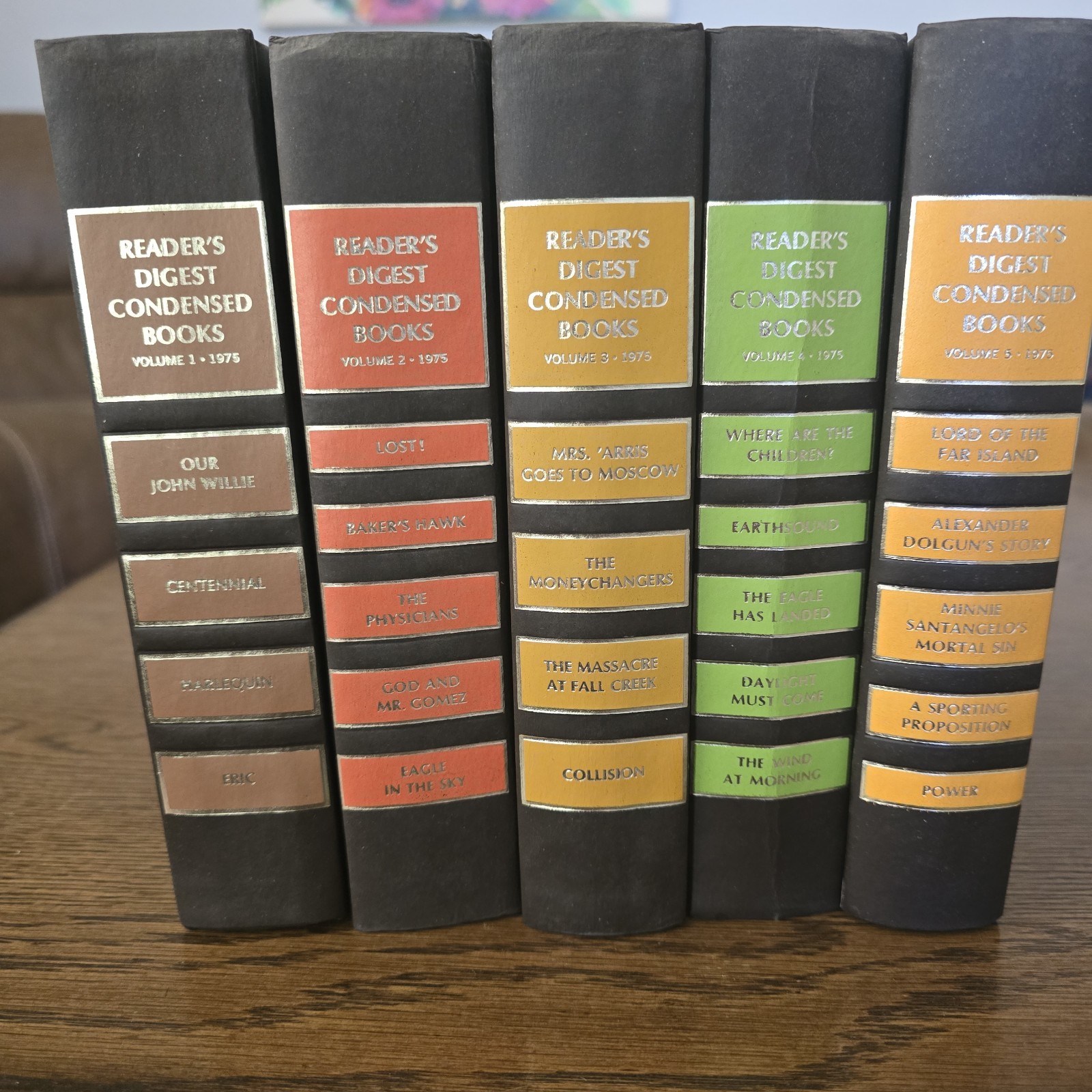 Vtg 1975 Readers Digest Condensed Books Complete Set Vol 1-5   Decor Staging