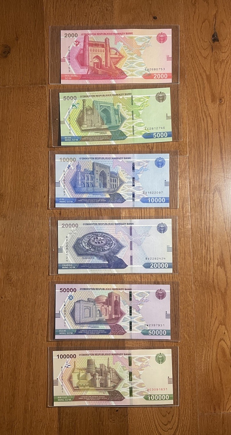 UZBEKISTAN: 2000-5000-10000-20000-50000-100000 Som,  Banknote 2021 Uncirculated