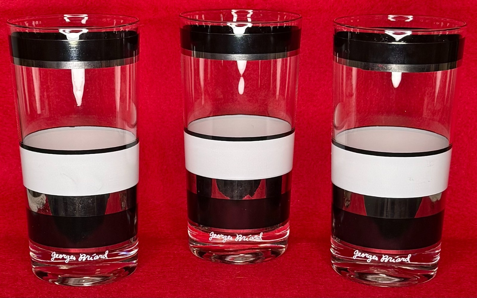 Vintage Georges Briard MCM Black/White/Platinum Striped Glasses
