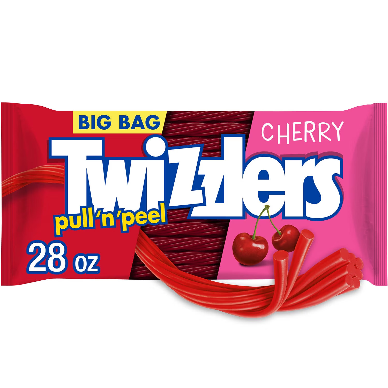 Twizzlers Pull \'N: Peel Cherry Flavored-Licorice Style_Chewy Candy-Big Bag 28 oz