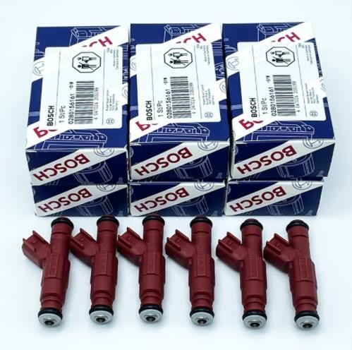 6 Genuine Bosch 0280156161 1999-2004 Jeep 4.0L I6 Upgrade 12 Hole 22LB Injectors