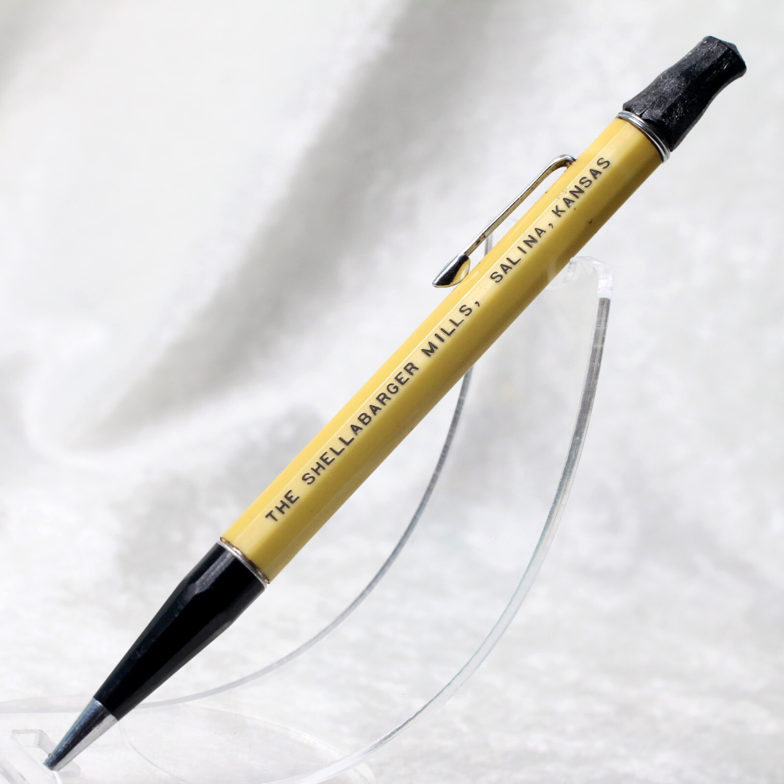VTG 1930\'s DUR-O-LITE White & Black Mechanical Advertising Pencil Works Durolite