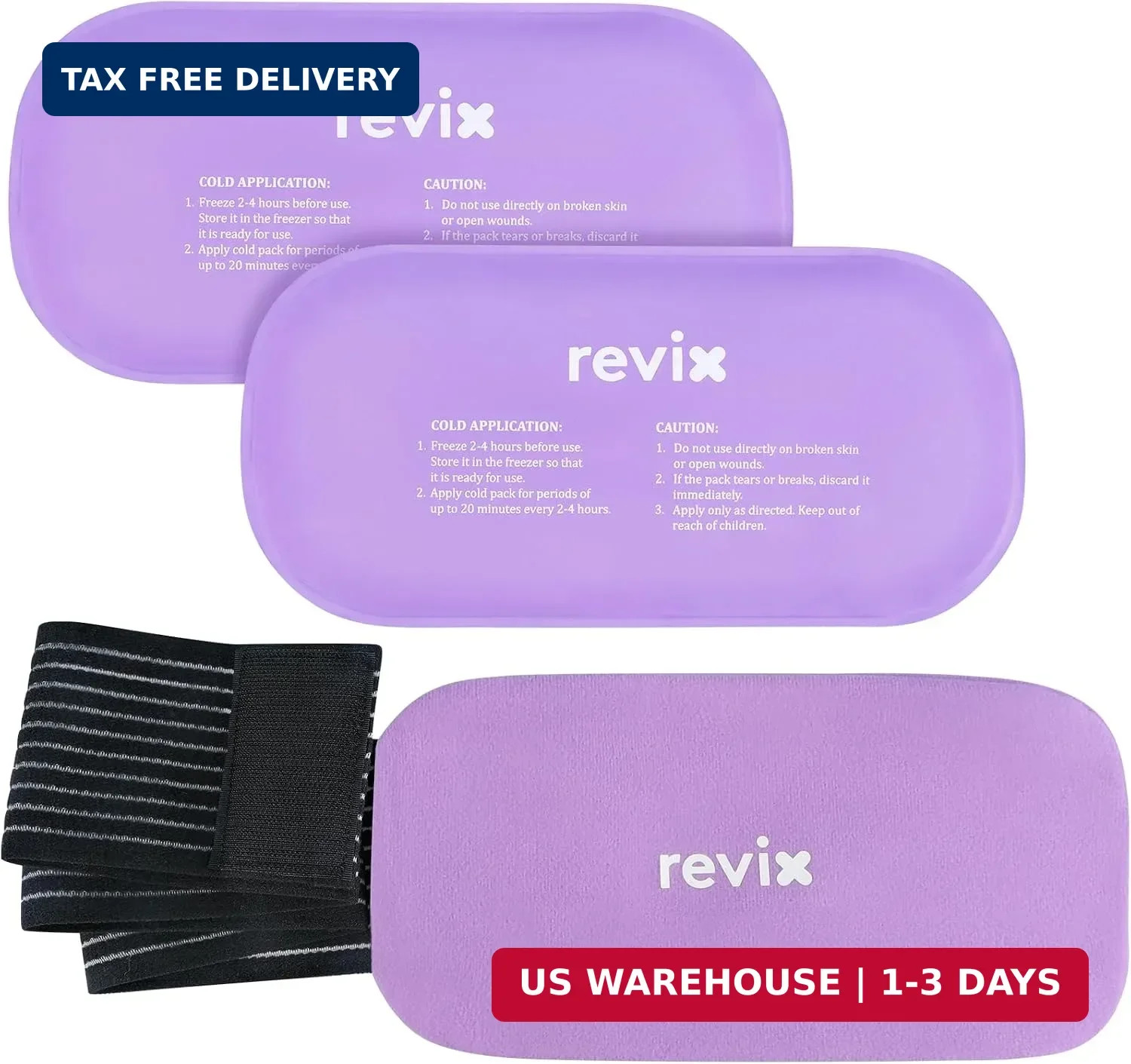 REVIX 2-Pack Gel Ice Packs Reusable, Hot Cold Gel Packs with Straps