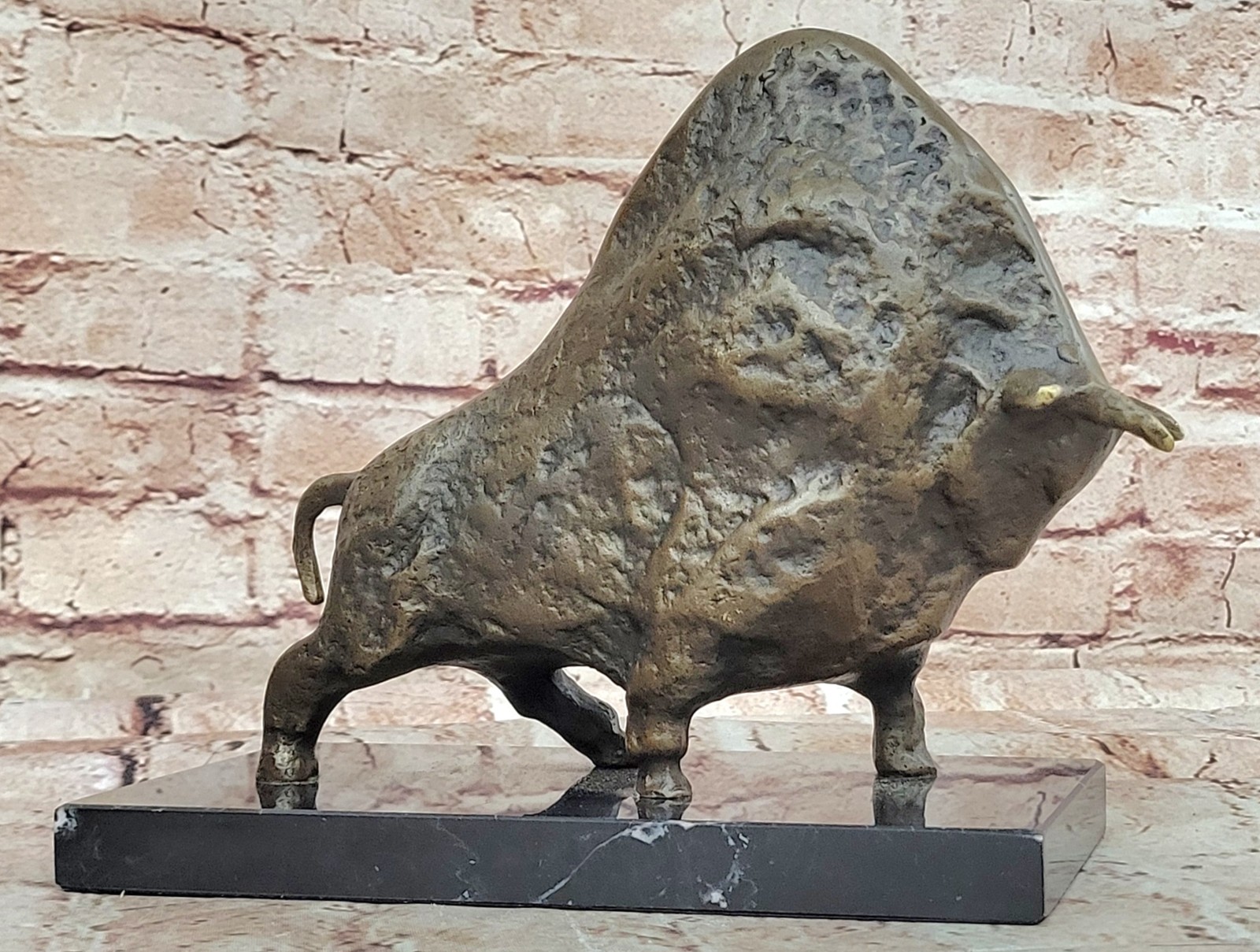VERY INTERESTING OLD CUBIST BRONZE BULL - PICASSO - ABSTRACT BRONZE SCULPTURE