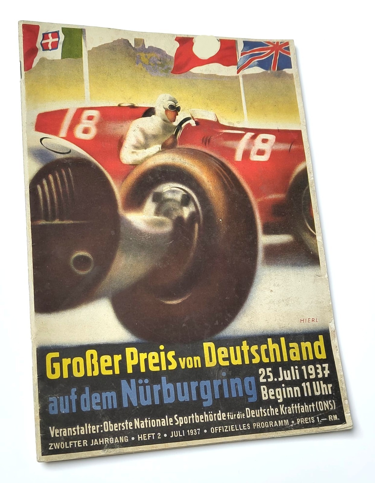 1937 F1 German Grand Prix Nürburgring Official Program Nazi Third Reich WWII Era