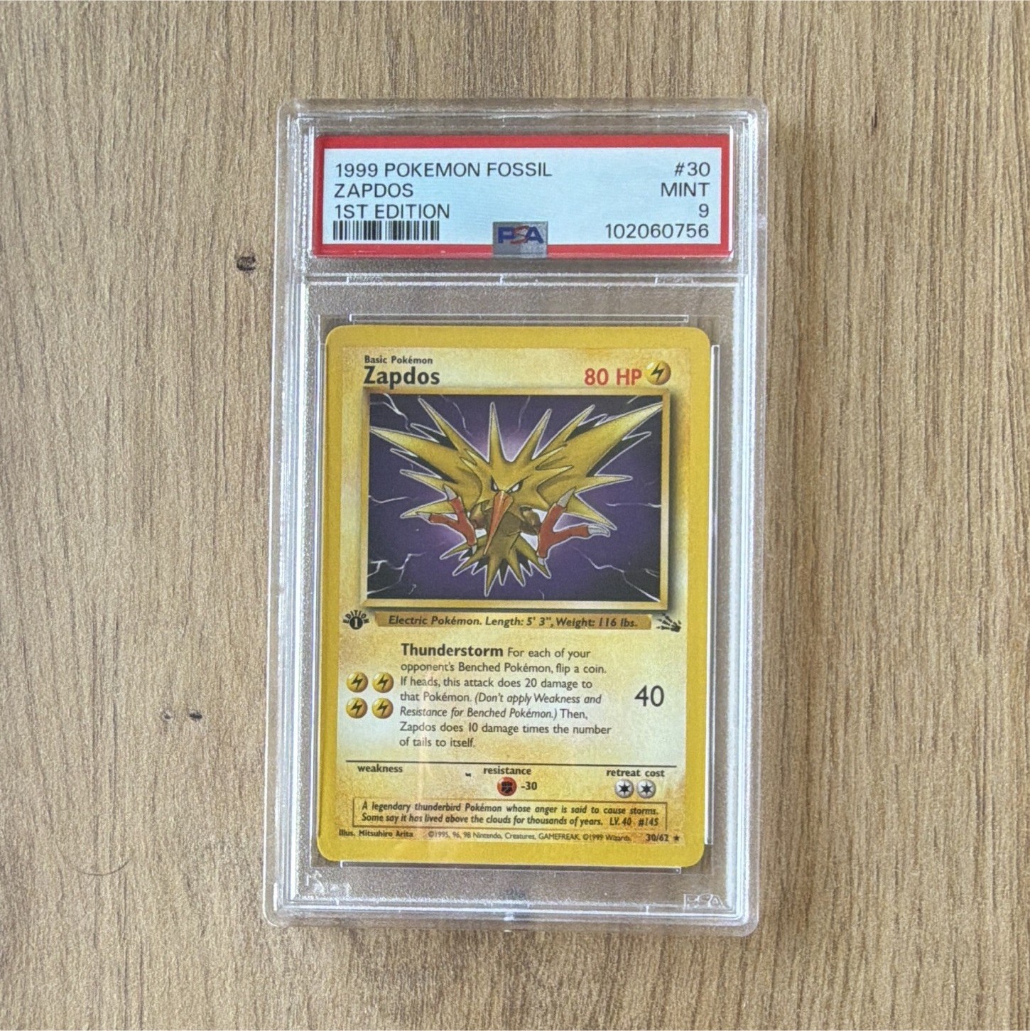 Pokemon TCG Zapdos Fossil 1999 1st Edition #30 English PSA 9