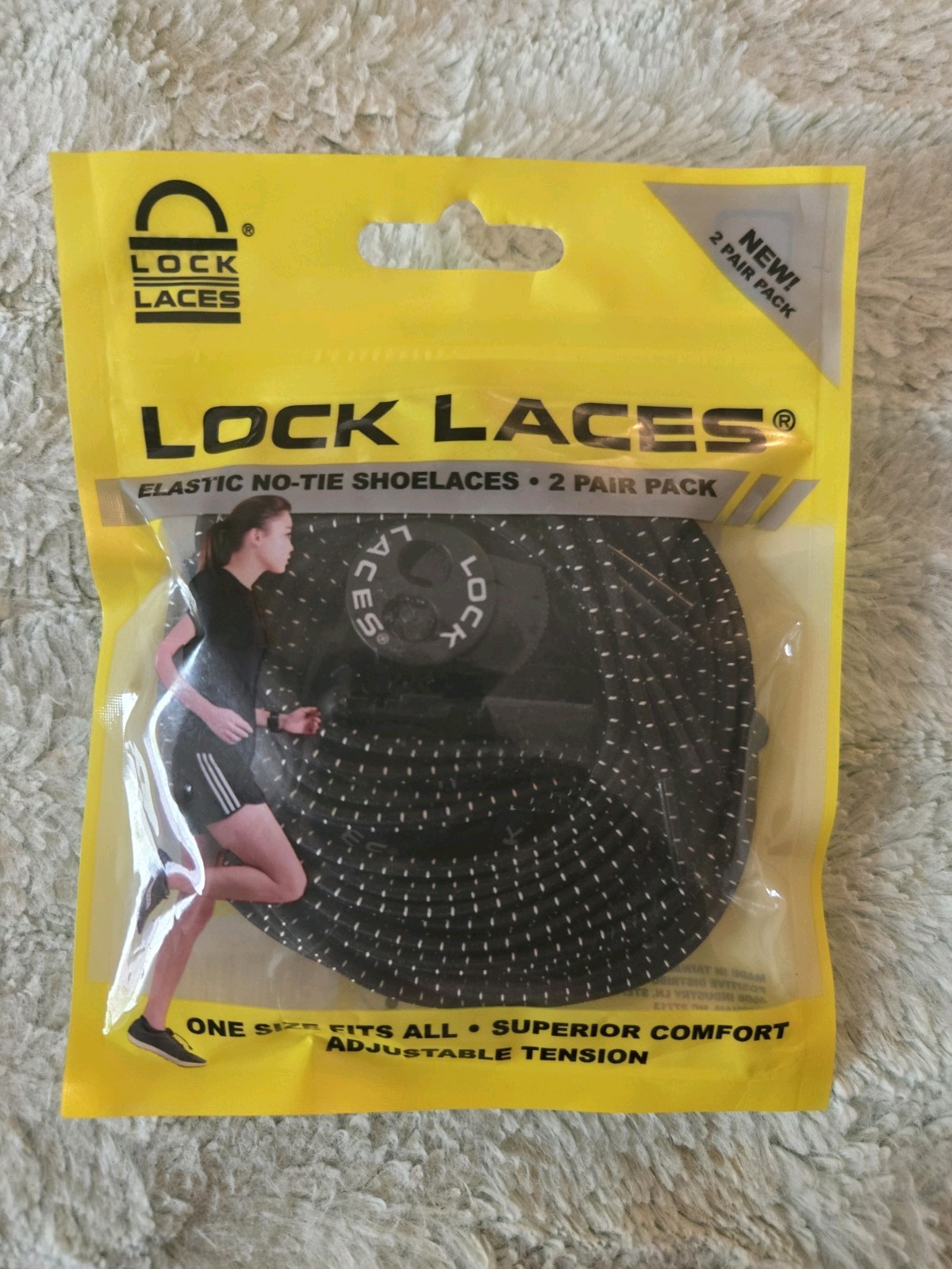 2 Pair Pack Black Lock Laces Elastic No-Tie Shoelaces  MPN 674740303433